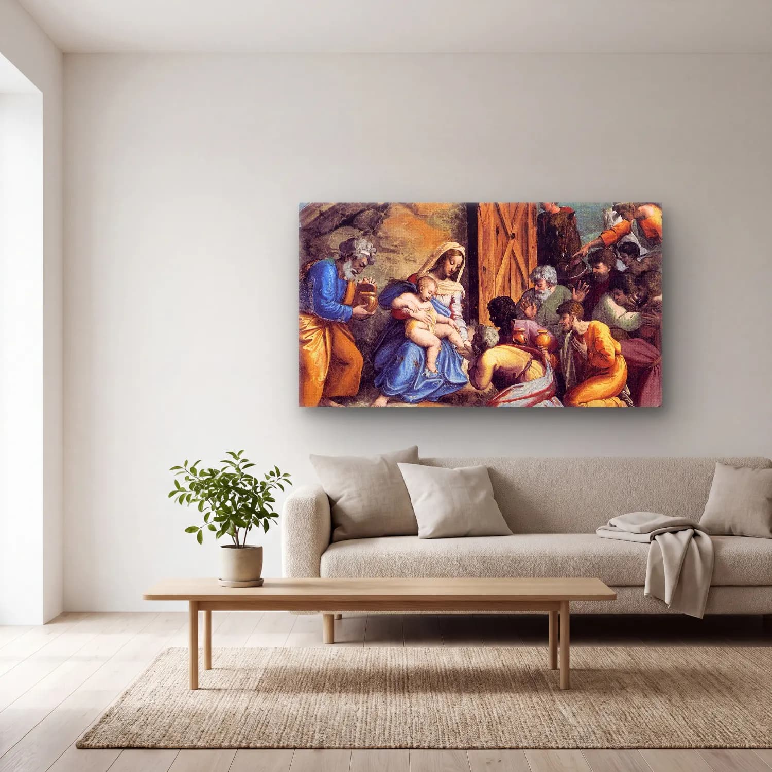 Raffaello Sanzio – Adoration of the Magi cam tablo — açık renk salonda