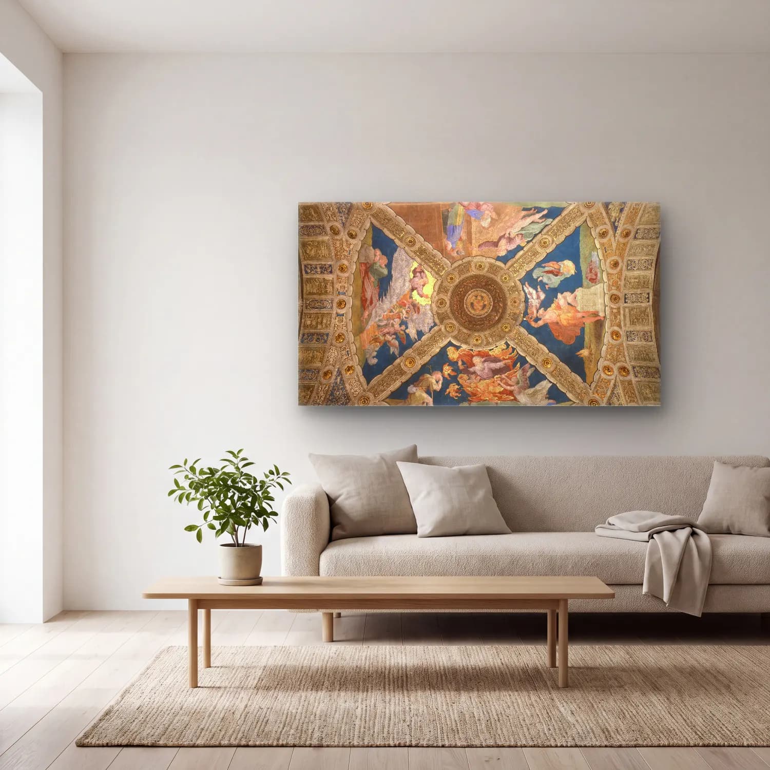 Raffaello Sanzio – Ceiling cam tablo — açık renk salonda