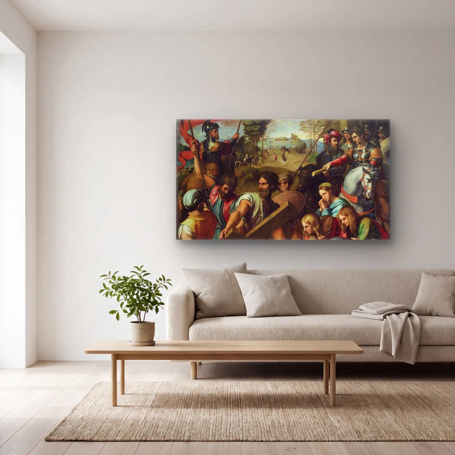 Raffaello Sanzio – Christ Falling on the Way to Calvary cam tablo — açık renk salonda