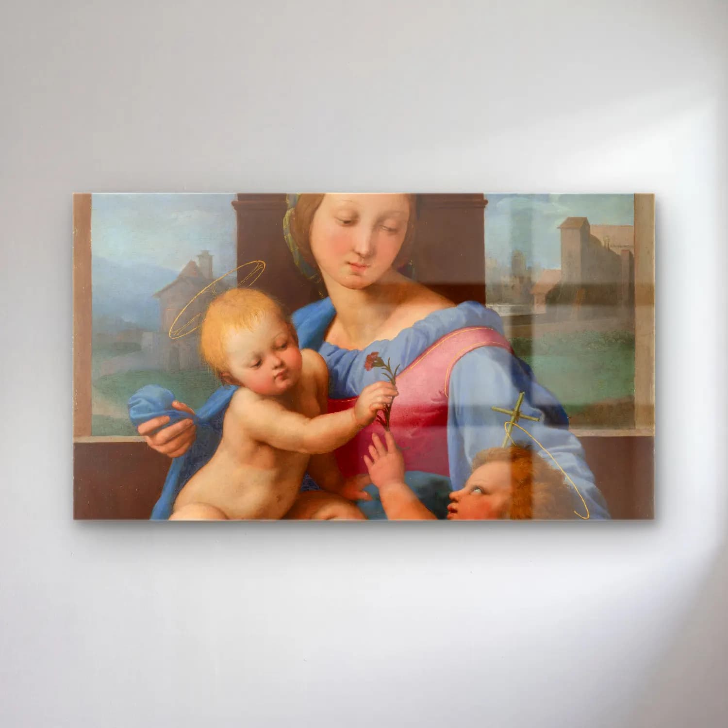 Raffaello Sanzio – Garvagh Madonna cam tablo — Raffaello Sanzio – Garvagh Madonna — yağlı boya dini sahne