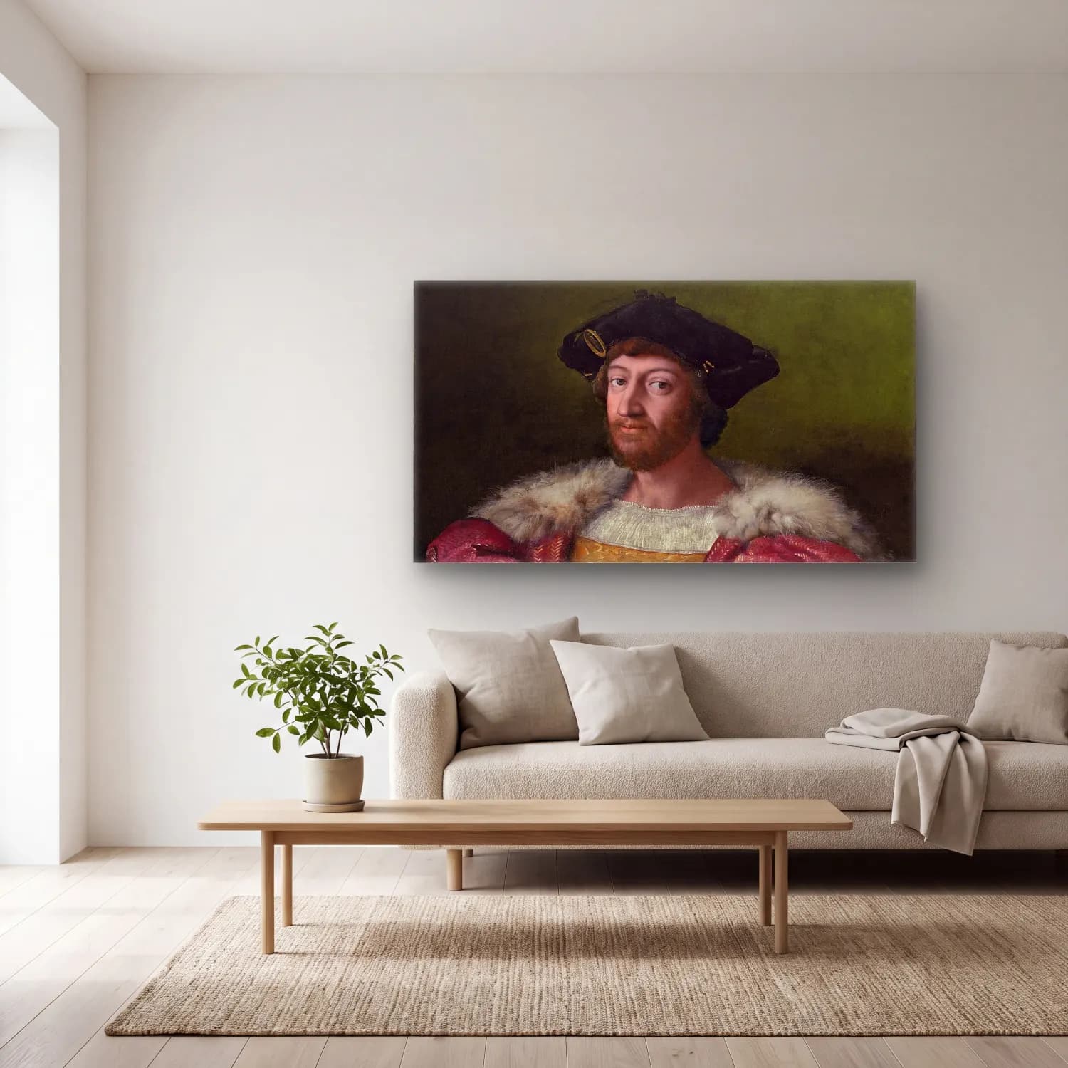Raffaello Sanzio – Lorenzo de Medici, Duke of Urbino cam tablo — açık renk salonda