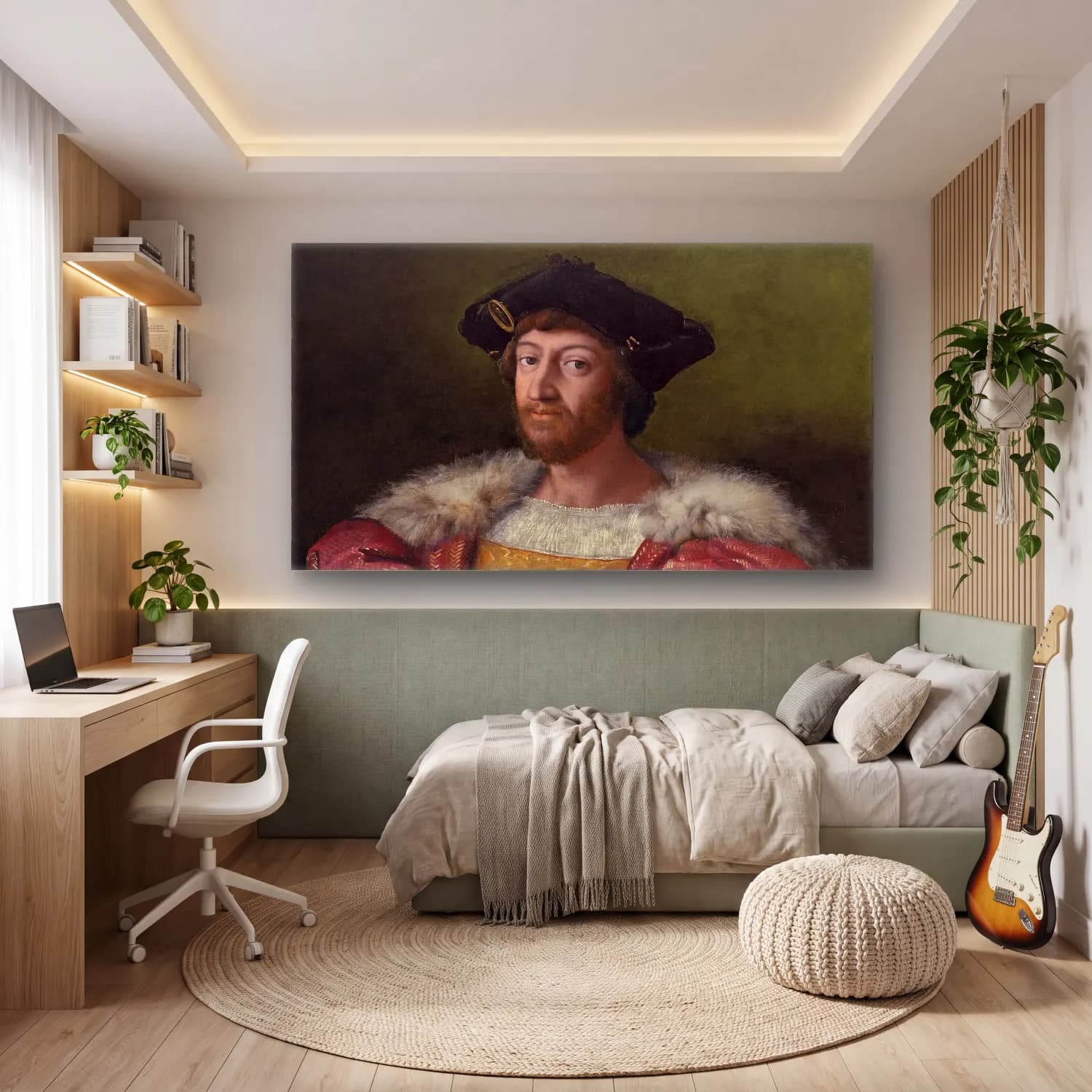 Raffaello Sanzio – Lorenzo de Medici, Duke of Urbino cam tablo — genç odasında