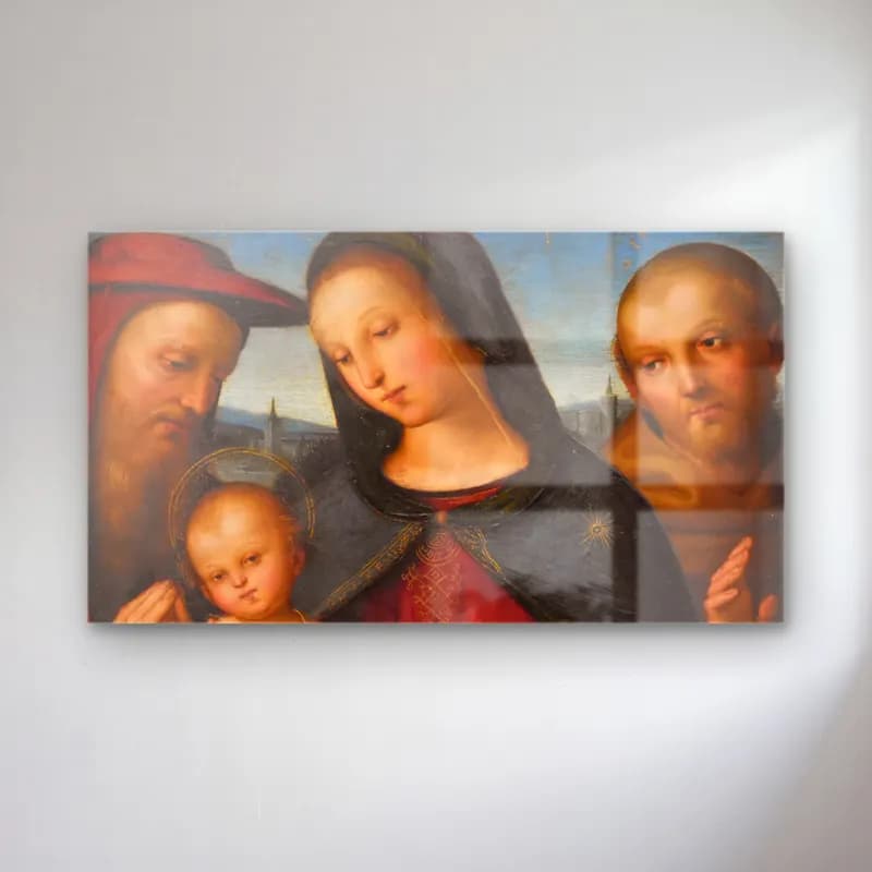 Raffaello Sanzio – Madonna and Child and with Saints Jerome and Francis cam tablo — Raffaello Sanzio – Madonna and Child and with Saints Jerome and Francis — yağlı boya dini sahne
