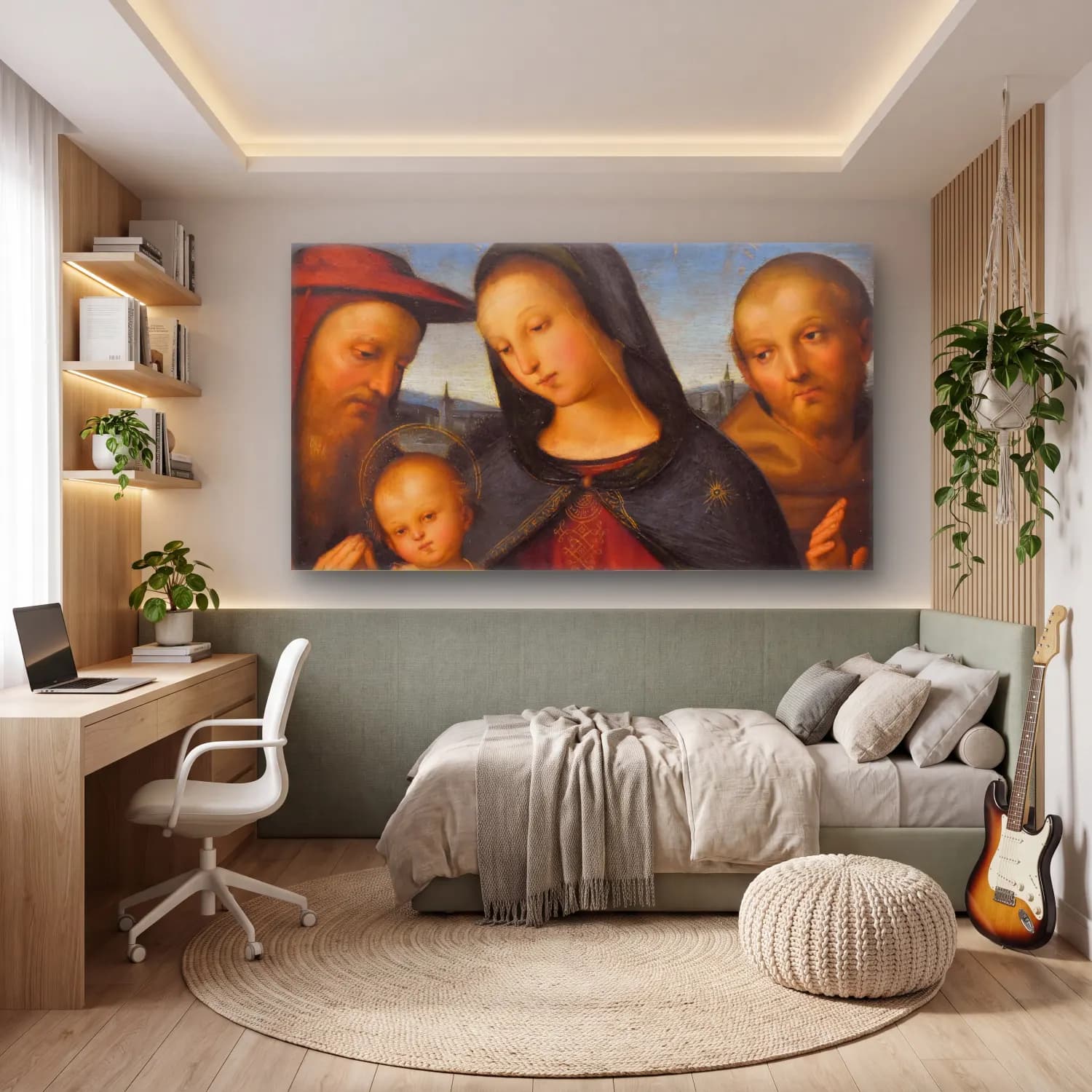 Raffaello Sanzio – Madonna and Child and with Saints Jerome and Francis cam tablo — genç odasında