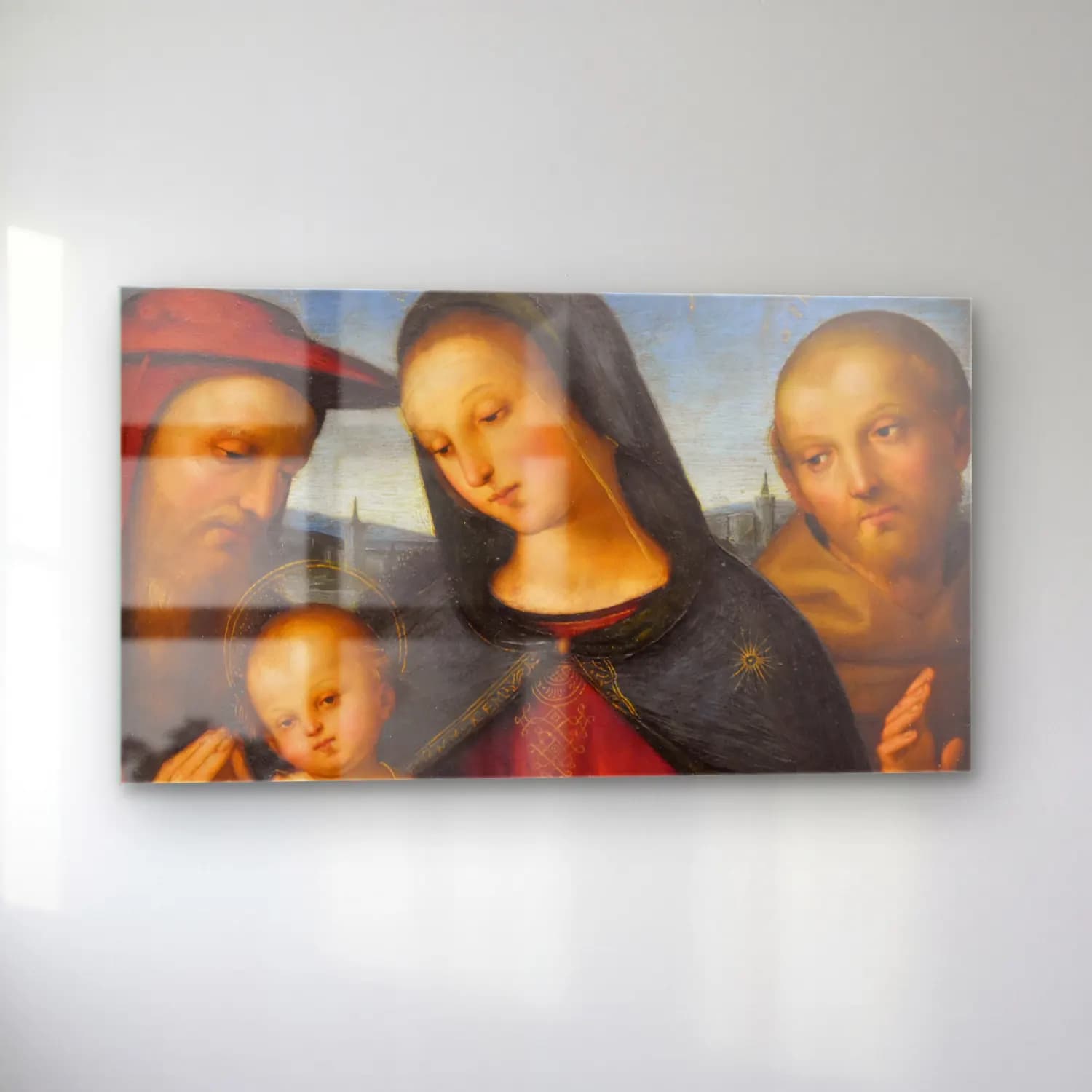 Raffaello Sanzio – Madonna and Child and with Saints Jerome and Francis cam tablo — sol açıdan görünüm