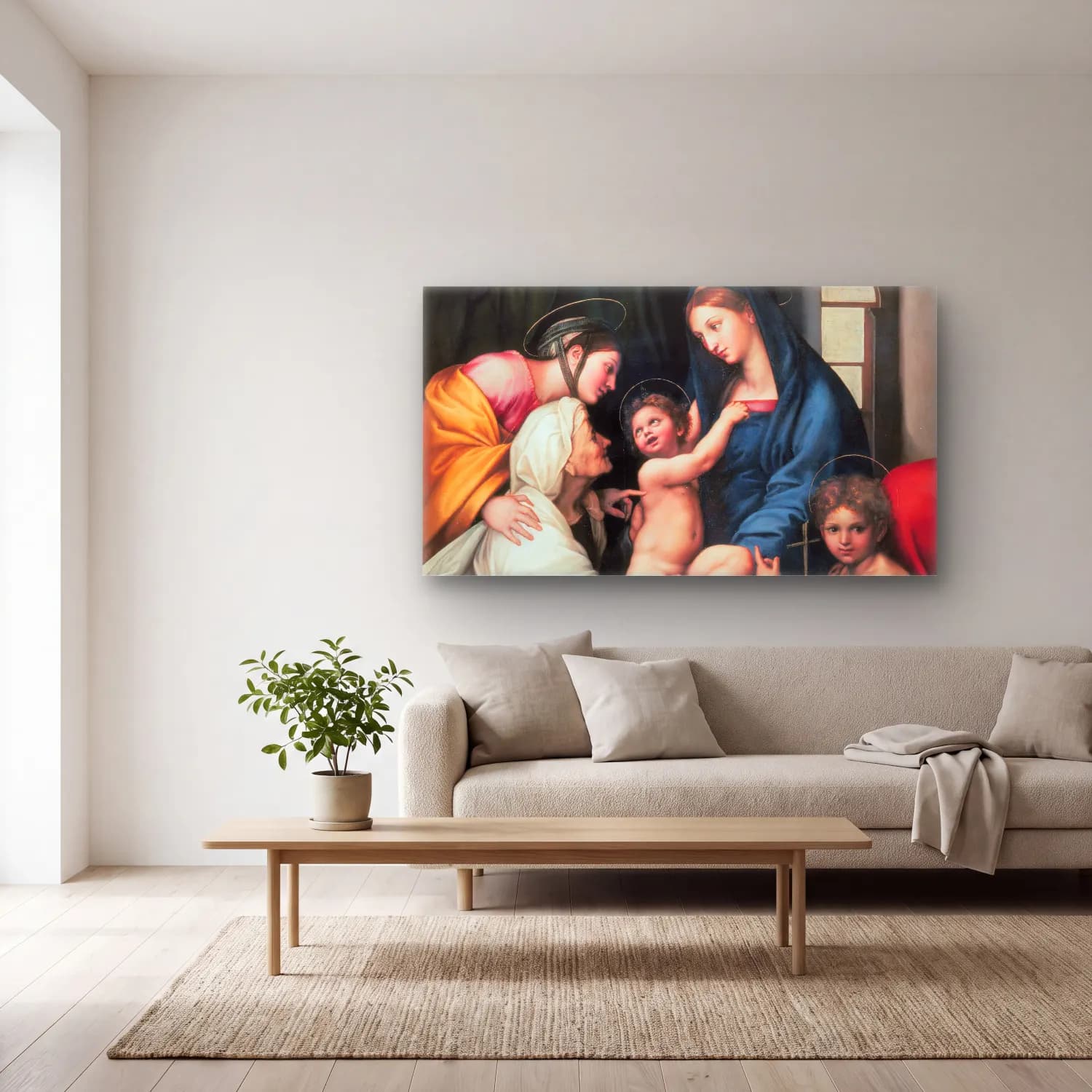 Raffaello Sanzio – Madonna dell Impannata cam tablo — açık renk salonda