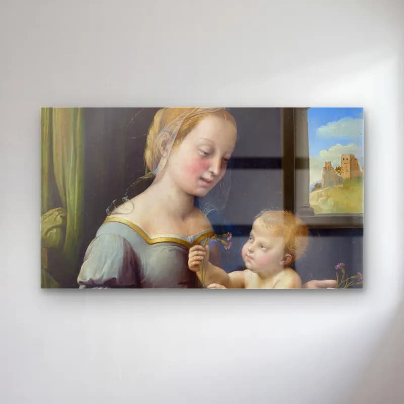 Raffaello Sanzio – Madonna of the Pinks cam tablo — Raffaello Sanzio – Madonna of the Pinks — yağlı boya anne ve çocuk