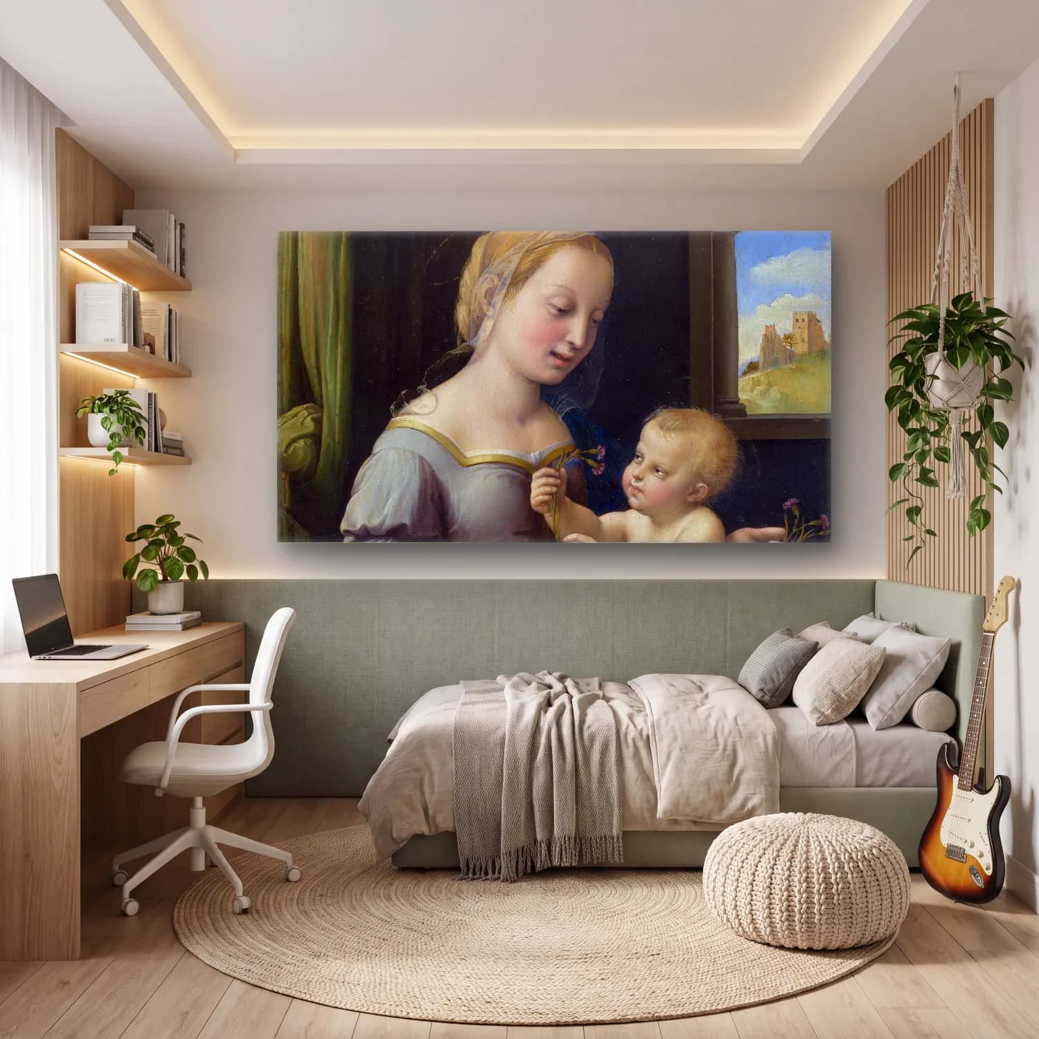 Raffaello Sanzio – Madonna of the Pinks cam tablo — genç odasında
