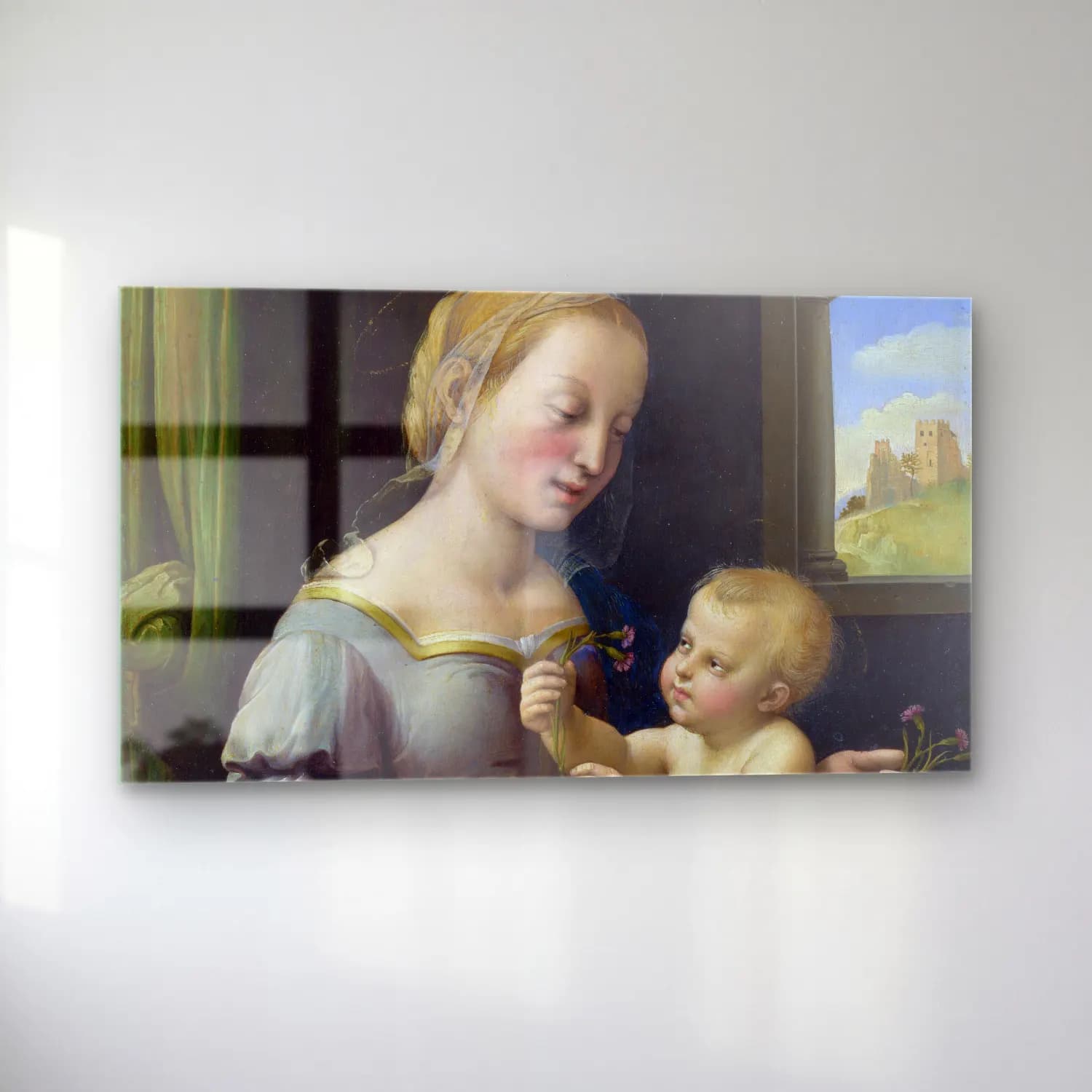 Raffaello Sanzio – Madonna of the Pinks cam tablo — sol açıdan görünüm