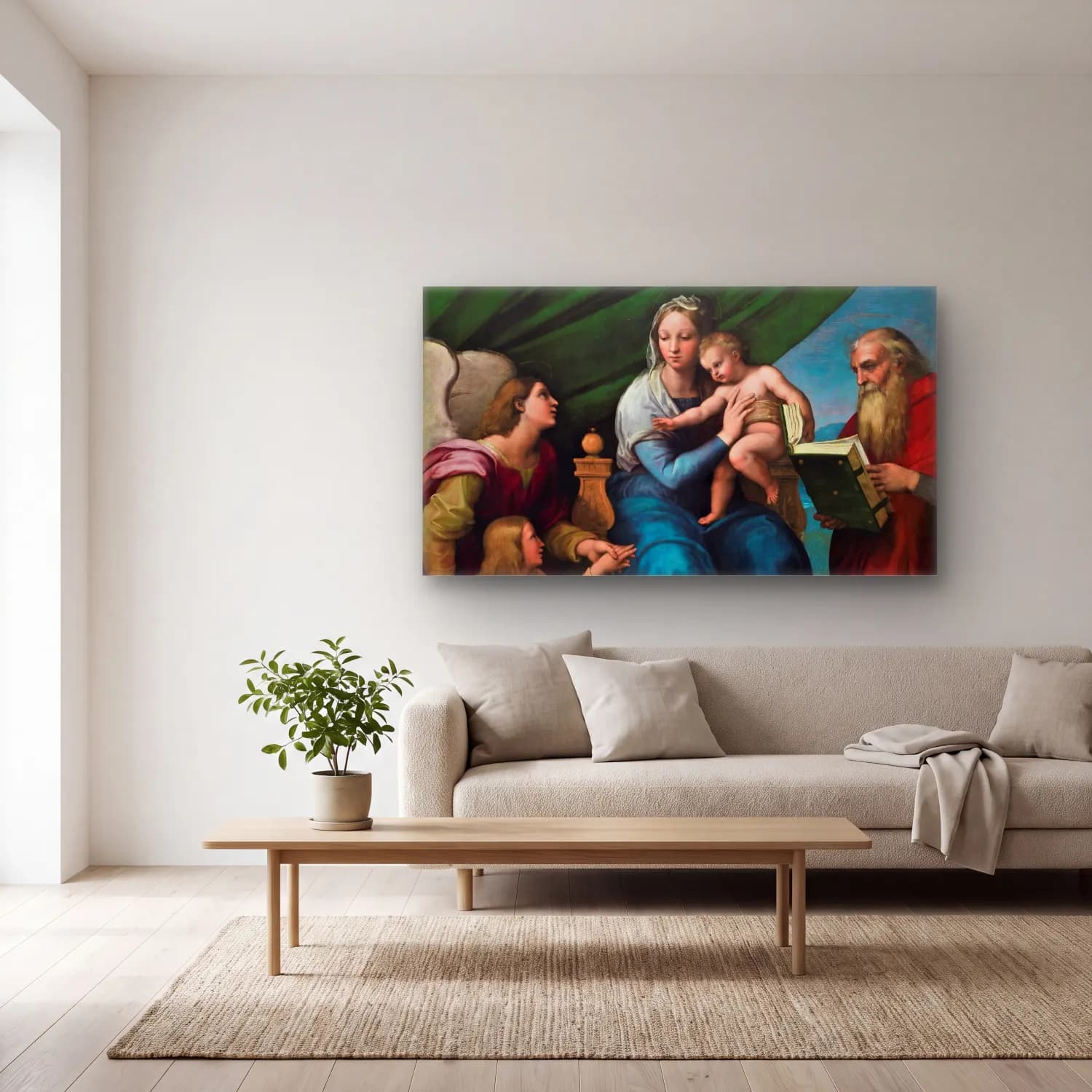 Raffaello Sanzio – Madonna with the Fish cam tablo — açık renk salonda