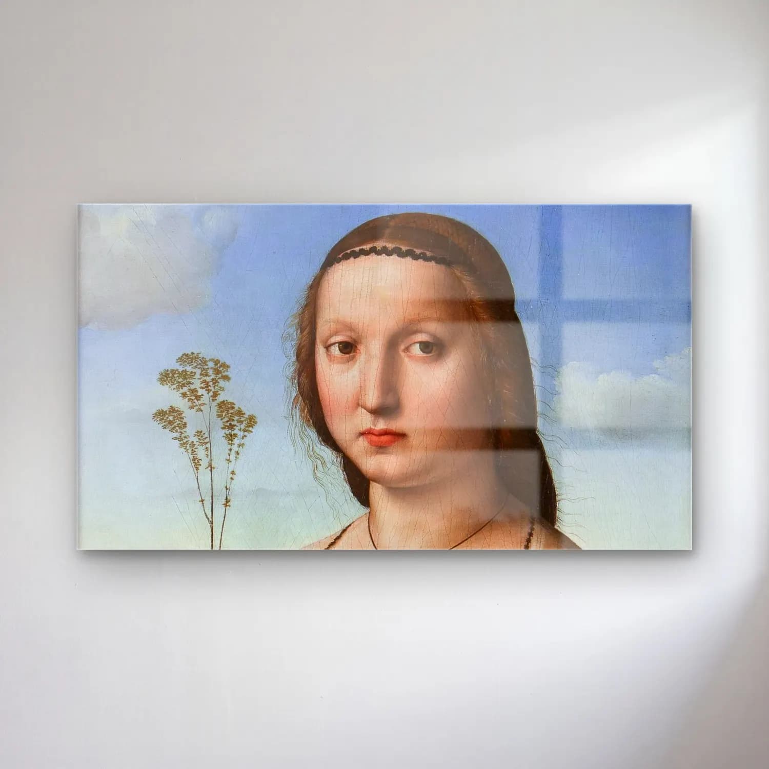 Raffaello Sanzio – Portrait of Maddalena Doni cam tablo — Raffaello Sanzio – Portrait of Maddalena Doni — yağlı boya kadın portresi