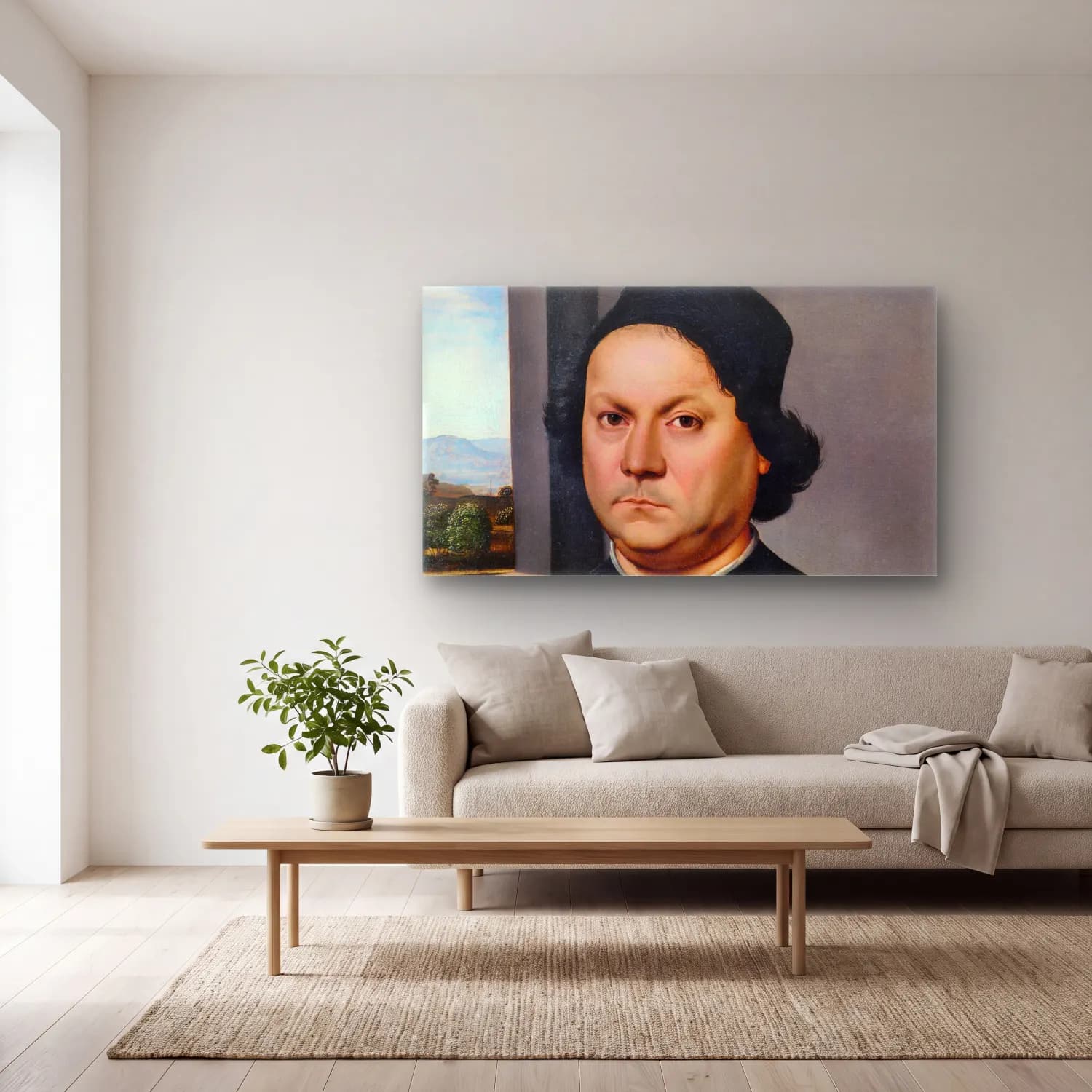 Raffaello Sanzio – Portrait of Perugino cam tablo — açık renk salonda