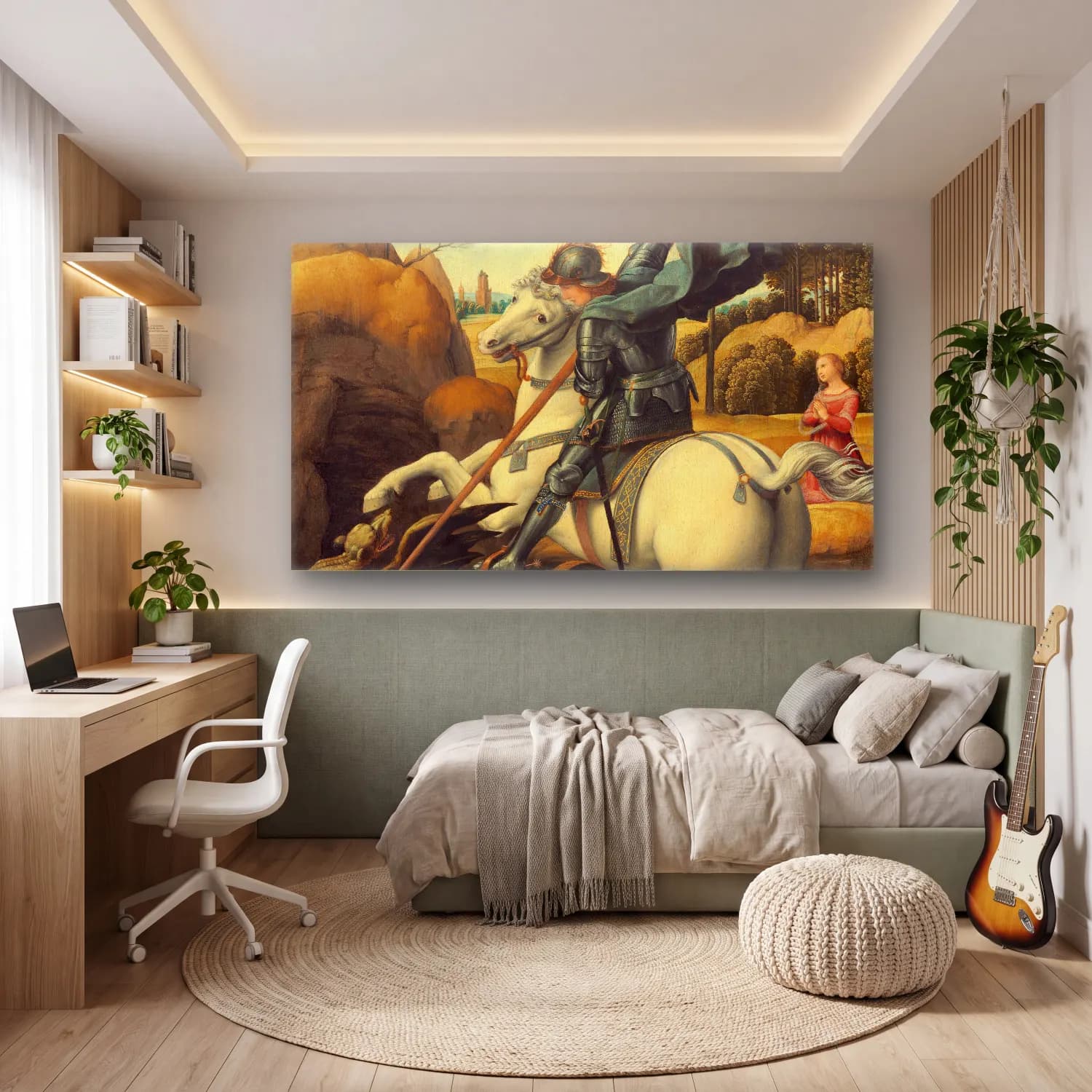 Raffaello Sanzio – Saint George and the Dragon cam tablo — genç odasında
