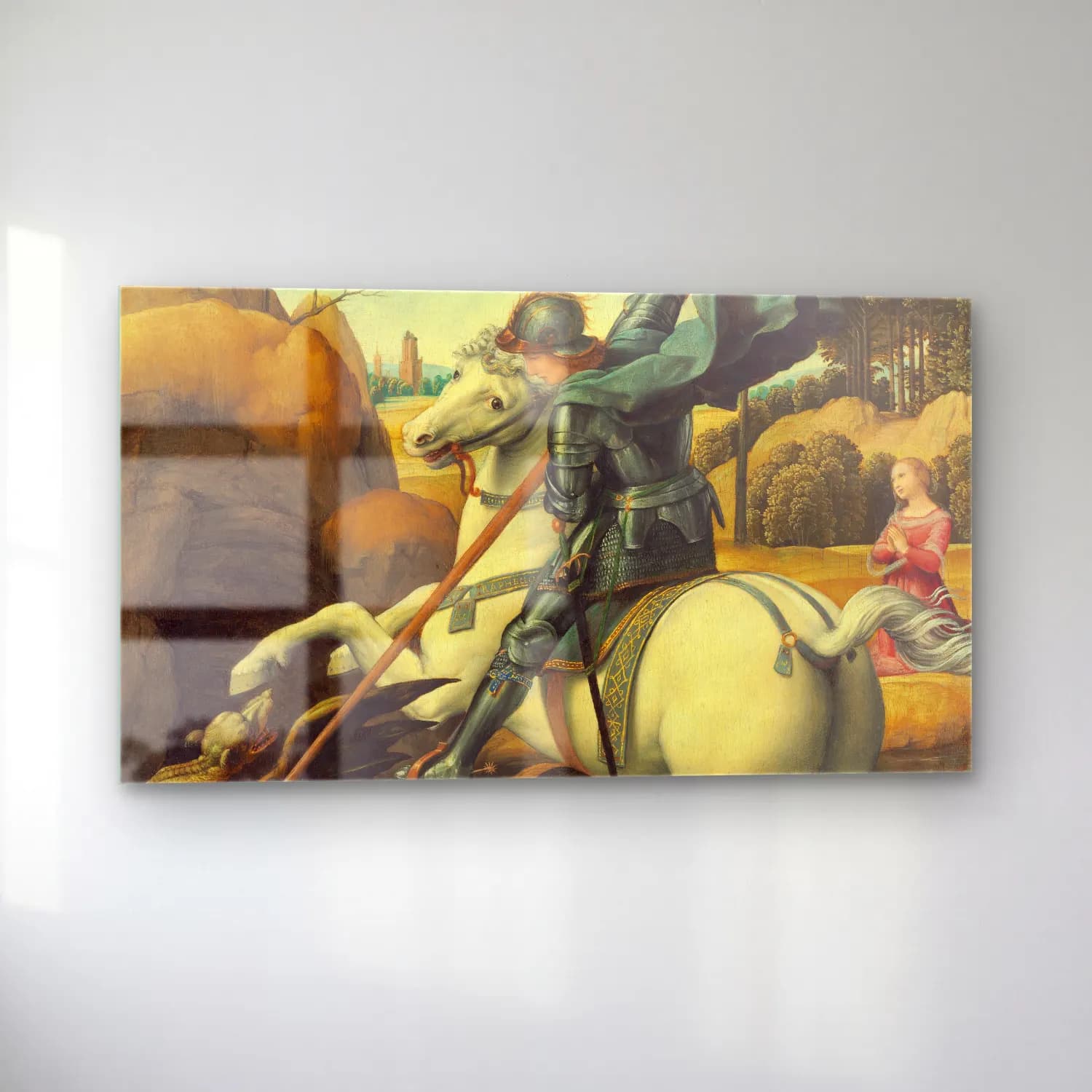 Raffaello Sanzio – Saint George and the Dragon cam tablo — sol açıdan görünüm