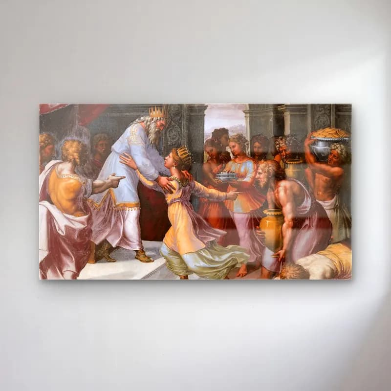 Raffaello Sanzio – Sheba and Solomon cam tablo — Raffaello Sanzio – Sheba and Solomon — yağlı boya dini sahne