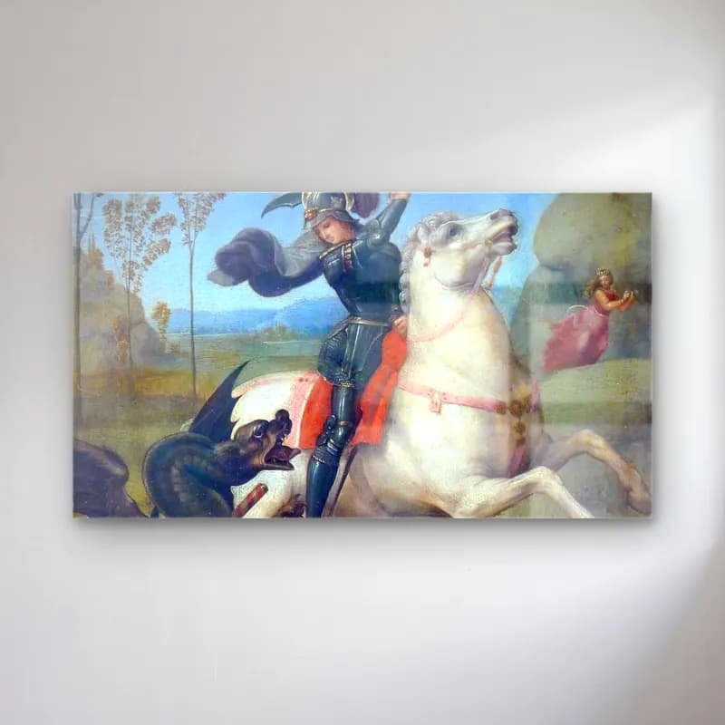 Raffaello Sanzio – St. George and the dragon cam tablo — Raffaello Sanzio – St. George and the dragon — yağlı boya şövalye