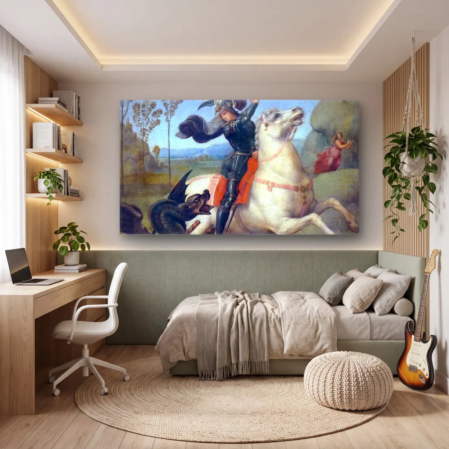 Raffaello Sanzio – St. George and the dragon cam tablo — genç odasında