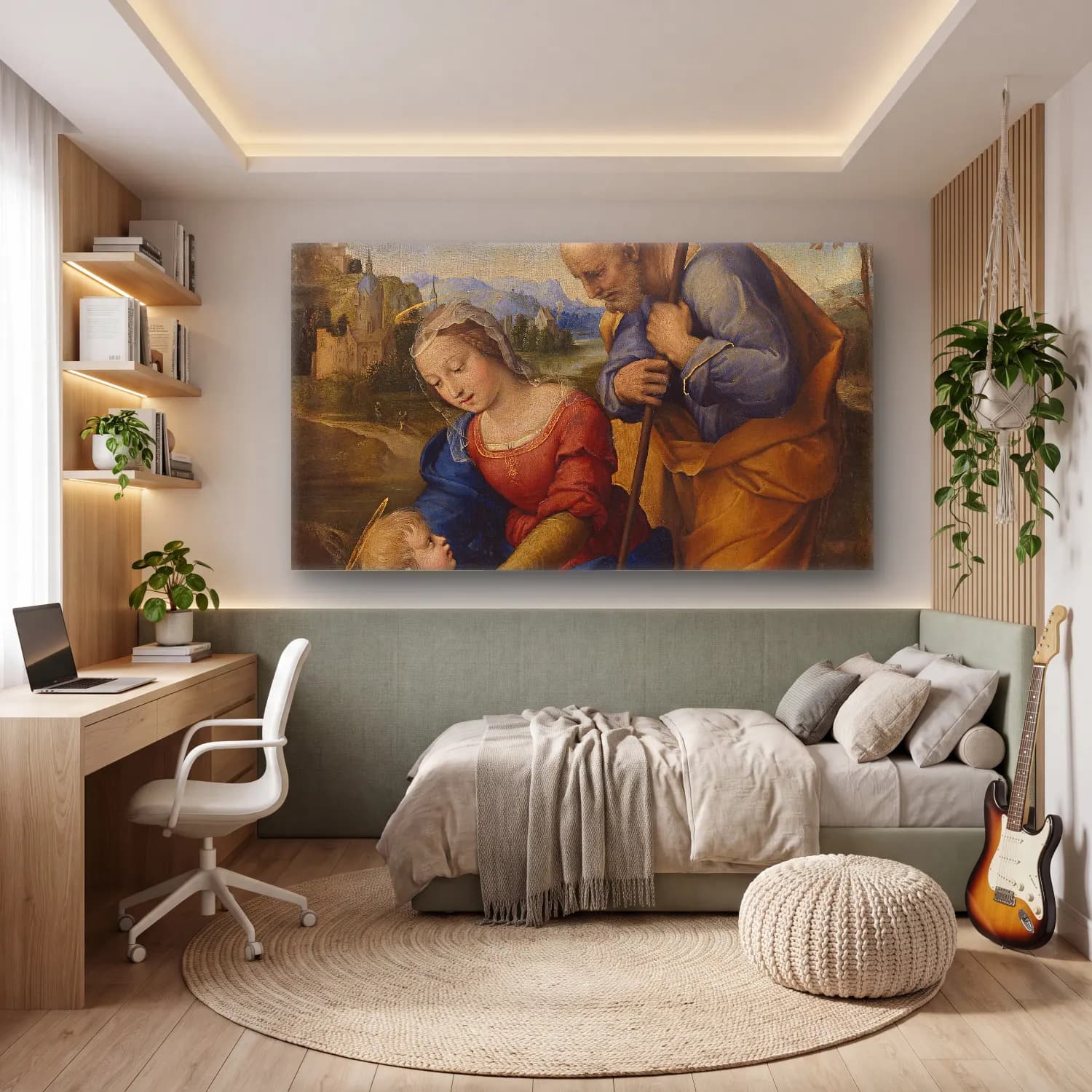 Raffaello Sanzio – The Holy Family with a Lamb cam tablo — genç odasında