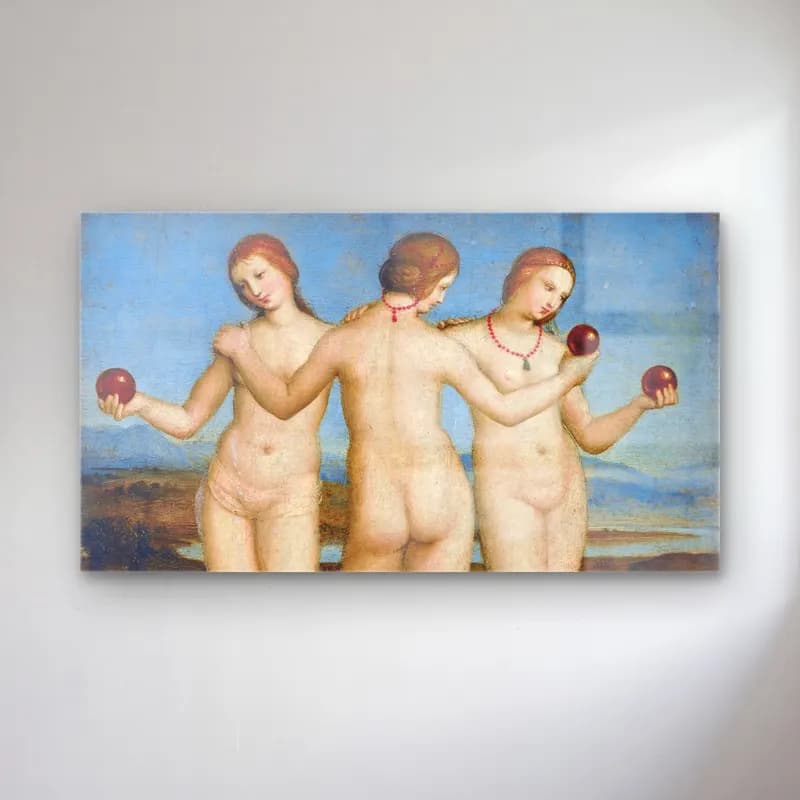 Raffaello Sanzio – Three Graces cam tablo — Raffaello Sanzio – Three Graces — yağlı boya figür çalışması