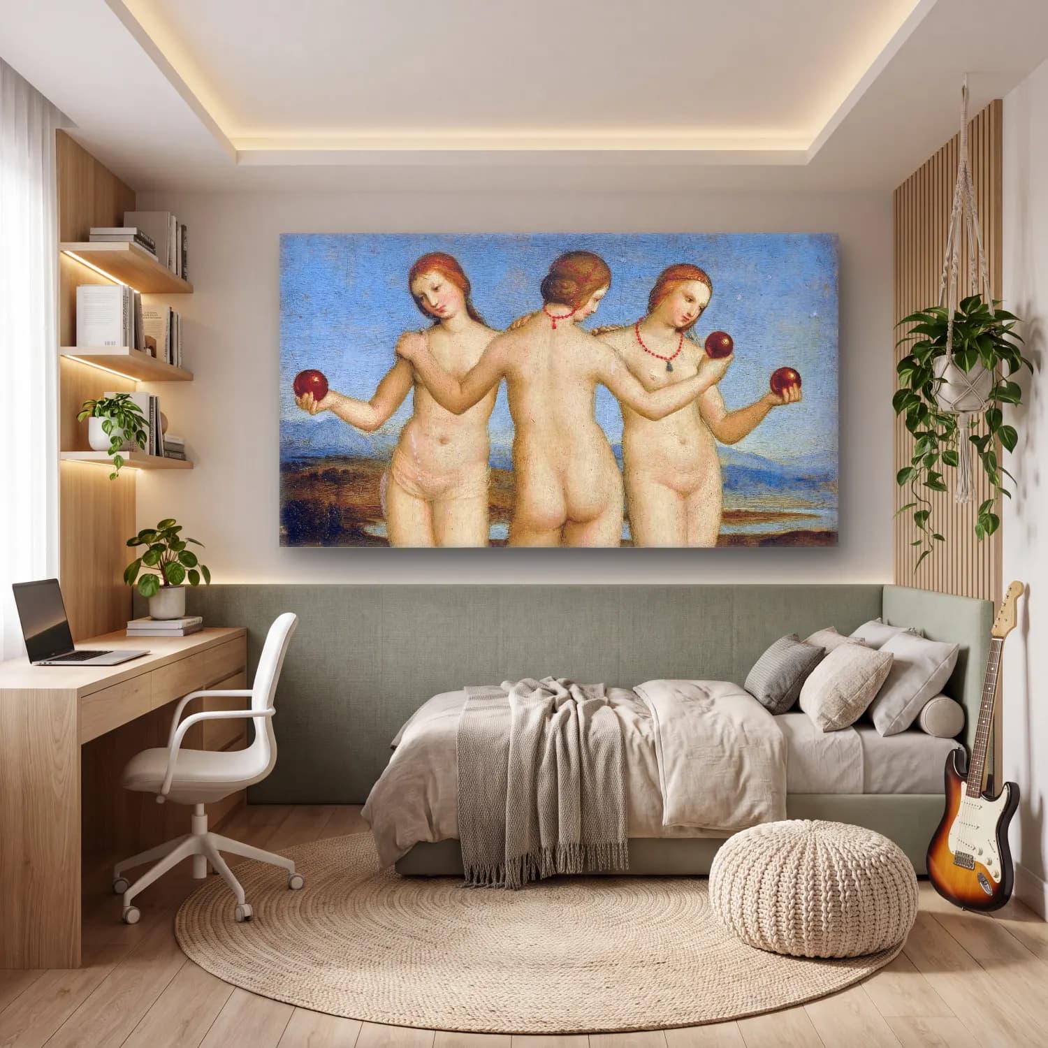 Raffaello Sanzio – Three Graces cam tablo — genç odasında