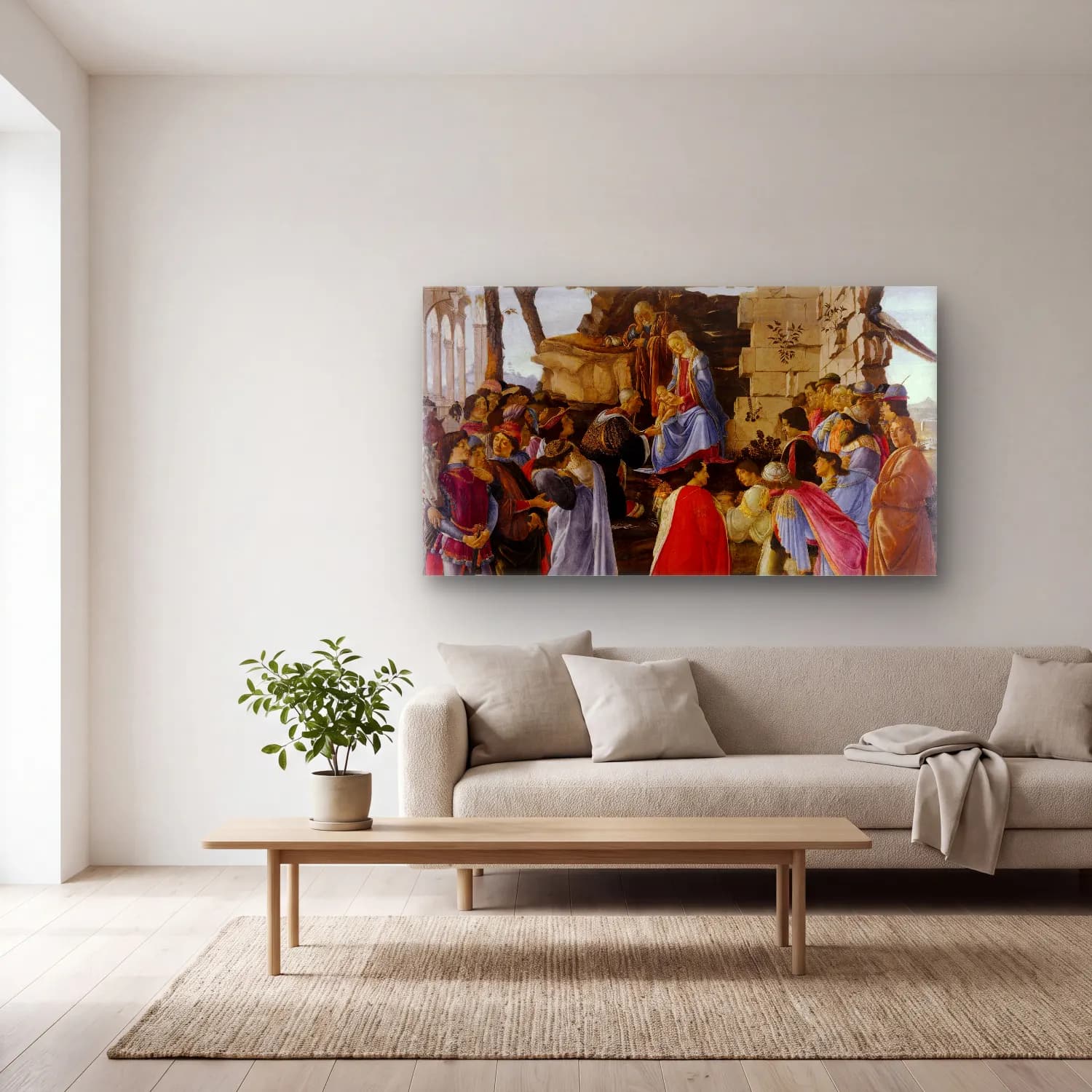 Sandro Botticelli – Botticelli Adoration of the Magi cam tablo — açık renk salonda