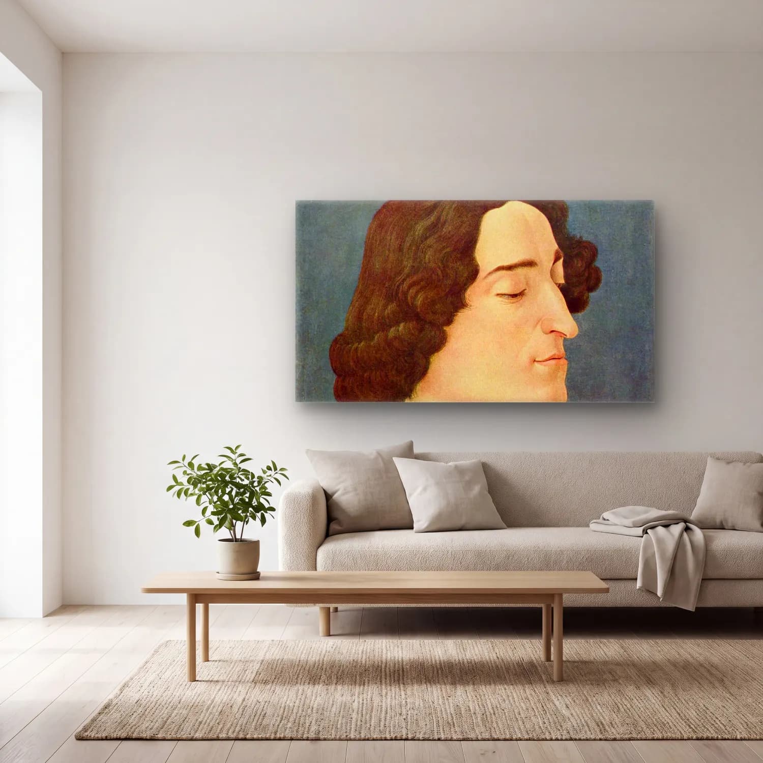 Sandro Botticelli – Giuliano de Medici cam tablo — açık renk salonda