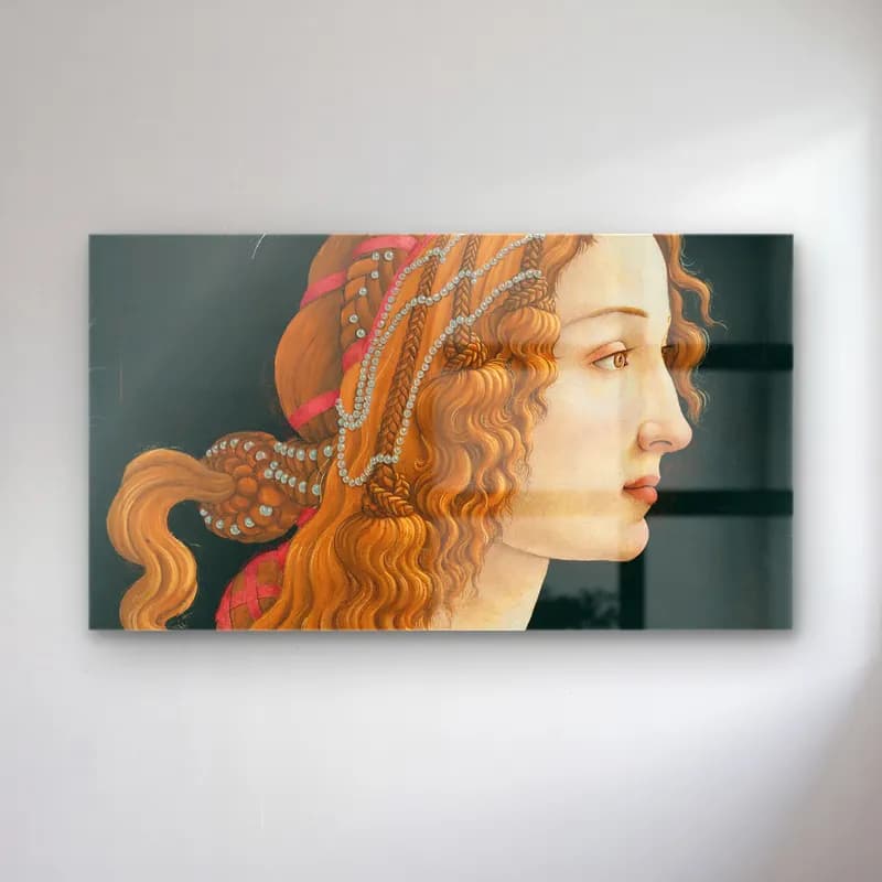 Sandro Botticelli – Idealized Portrait of a Lady Portrait of Simonetta Vespucci… cam tablo — Sandro Botticelli – Idealized Portrait of a Lady Portrait of Simonetta Vespucci… — vintage kadın portresi