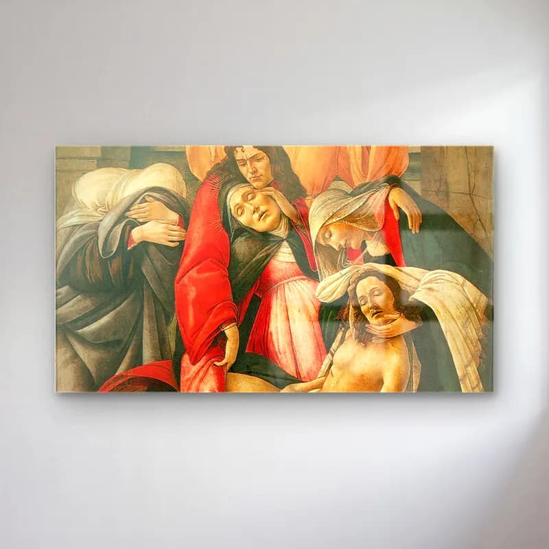 Sandro Botticelli – Lamentation over the Dead Christ with Saints cam tablo — Sandro Botticelli – Lamentation over the Dead Christ with Saints — yağlı boya dini sahne