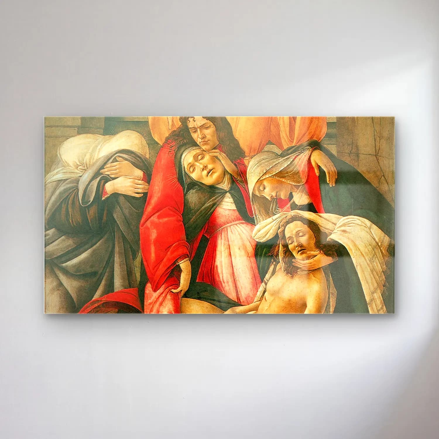 Sandro Botticelli – Lamentation over the Dead Christ with Saints cam tablo — Sandro Botticelli – Lamentation over the Dead Christ with Saints — yağlı boya dini sahne