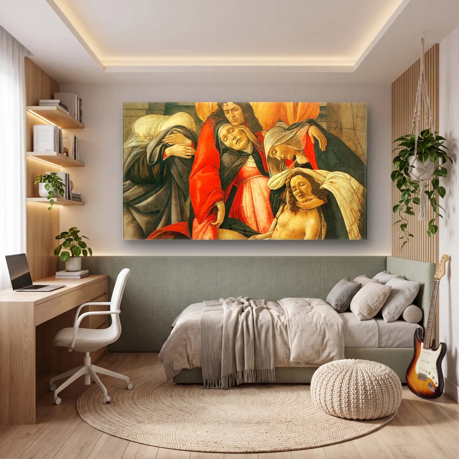 Sandro Botticelli – Lamentation over the Dead Christ with Saints cam tablo — genç odasında