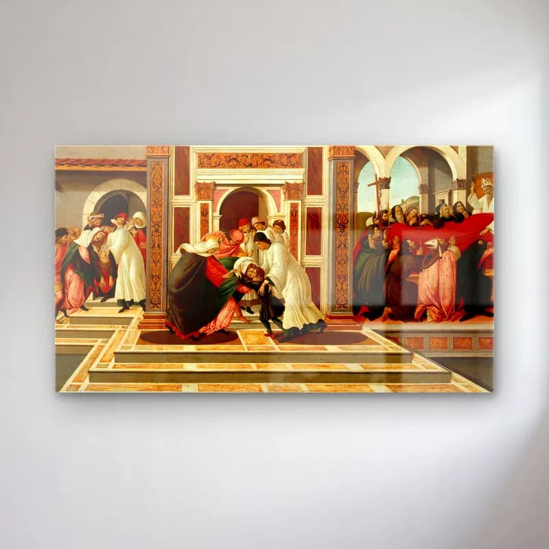 Sandro Botticelli – Last Miracle and the Death of St. Zenobius cam tablo — Sandro Botticelli – Last Miracle and the Death of St. Zenobius — yağlı boya dini sahne