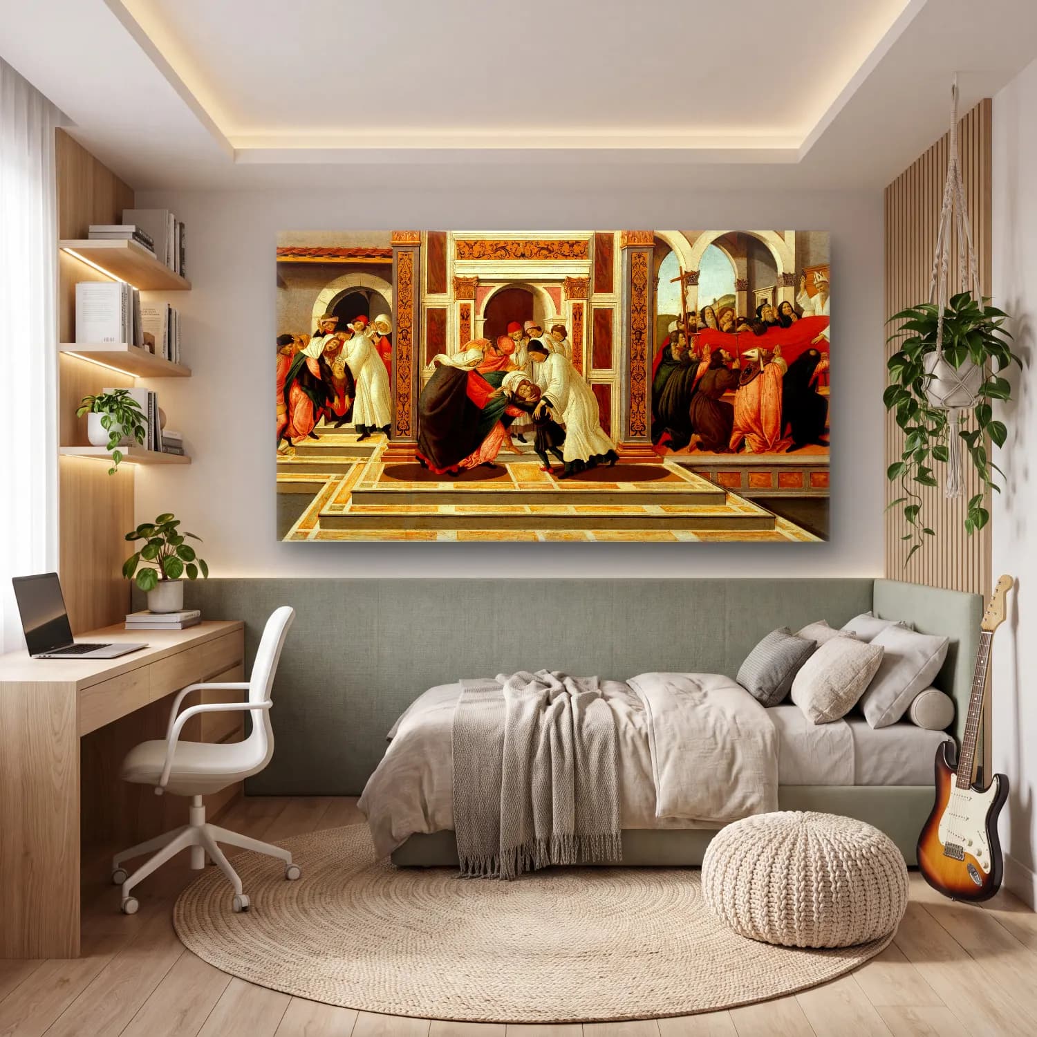 Sandro Botticelli – Last Miracle and the Death of St. Zenobius cam tablo — genç odasında