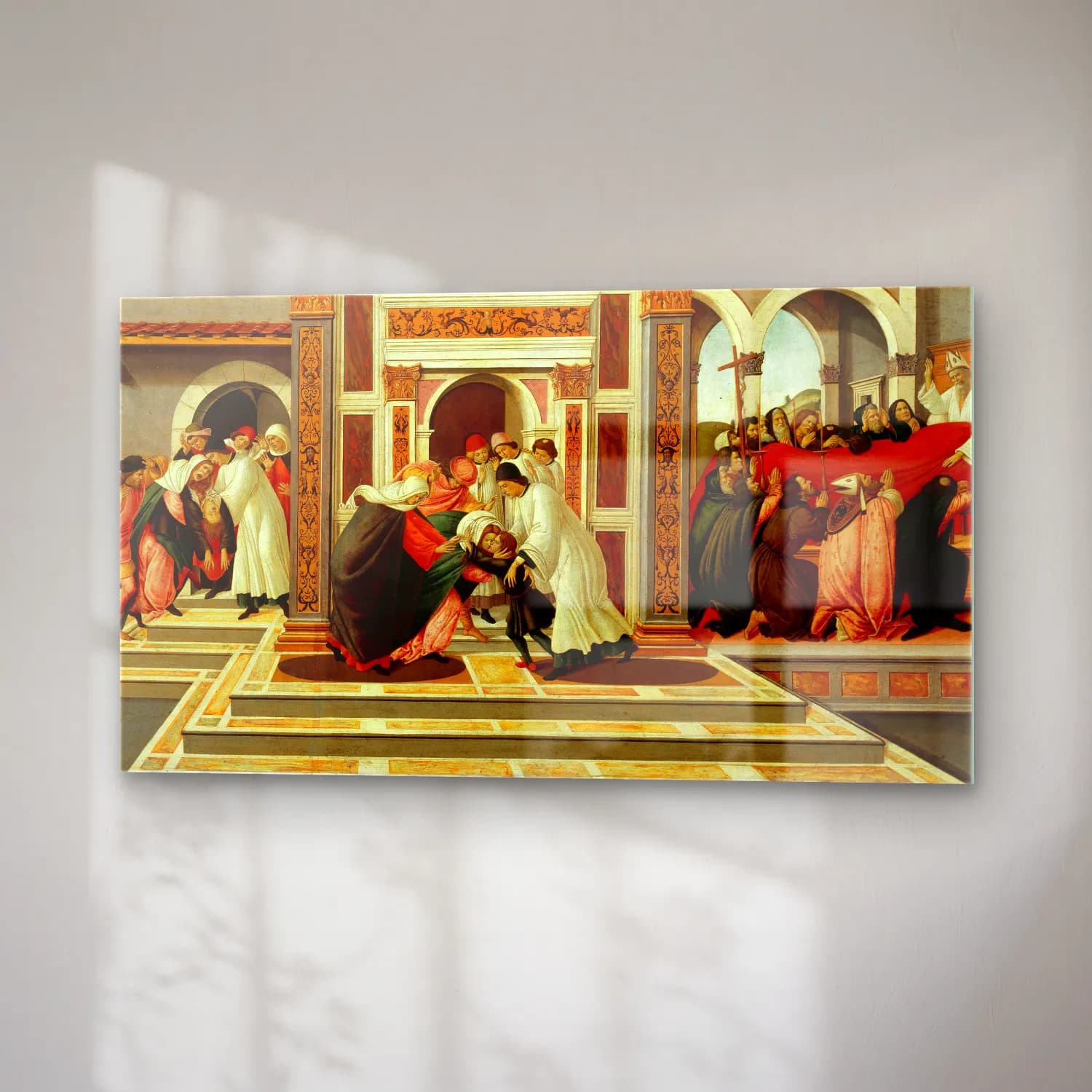 Sandro Botticelli – Last Miracle and the Death of St. Zenobius cam tablo — sağ açıdan görünüm