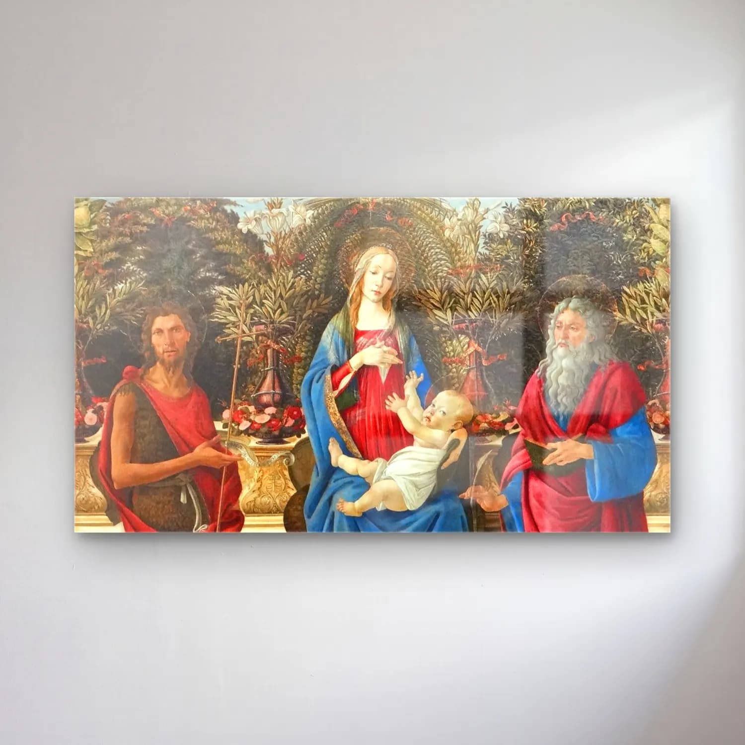 Sandro Botticelli – Madonna Bardi cam tablo — Sandro Botticelli – Madonna Bardi — yağlı boya dini sahne