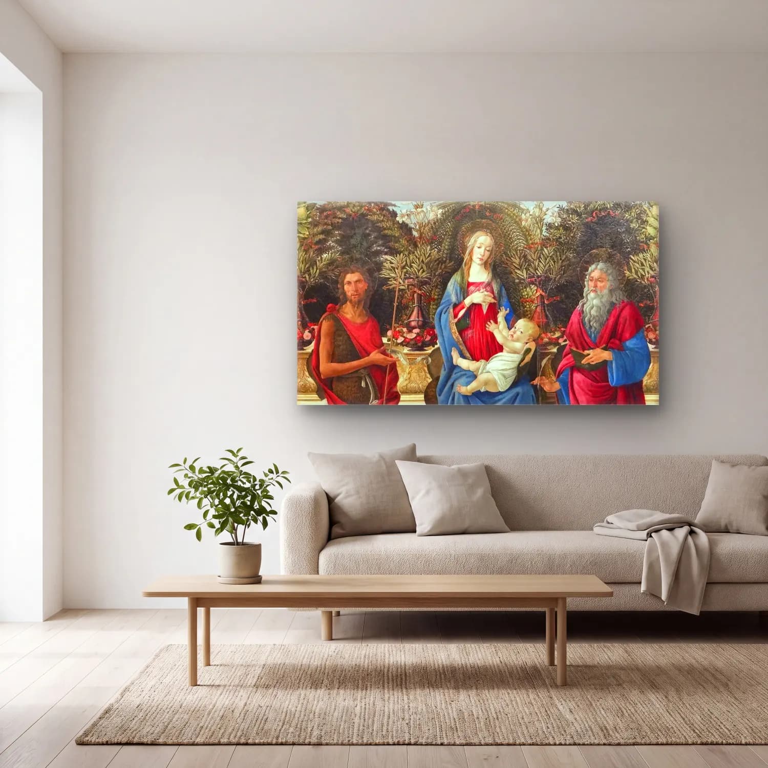 Sandro Botticelli – Madonna Bardi cam tablo — açık renk salonda