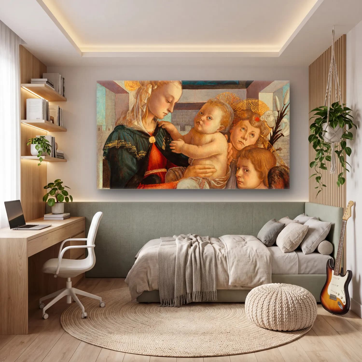 Sandro Botticelli – Madonna and Child with Angels cam tablo — genç odasında