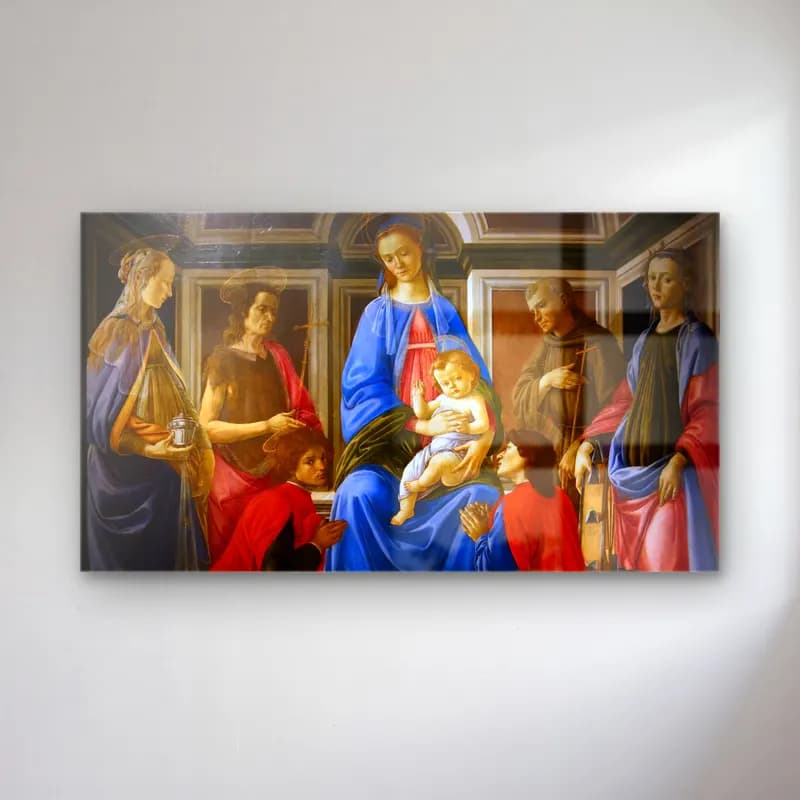 Sandro Botticelli – Madonna and Child with Six Saints cam tablo — Sandro Botticelli – Madonna and Child with Six Saints — yağlı boya dini sahne