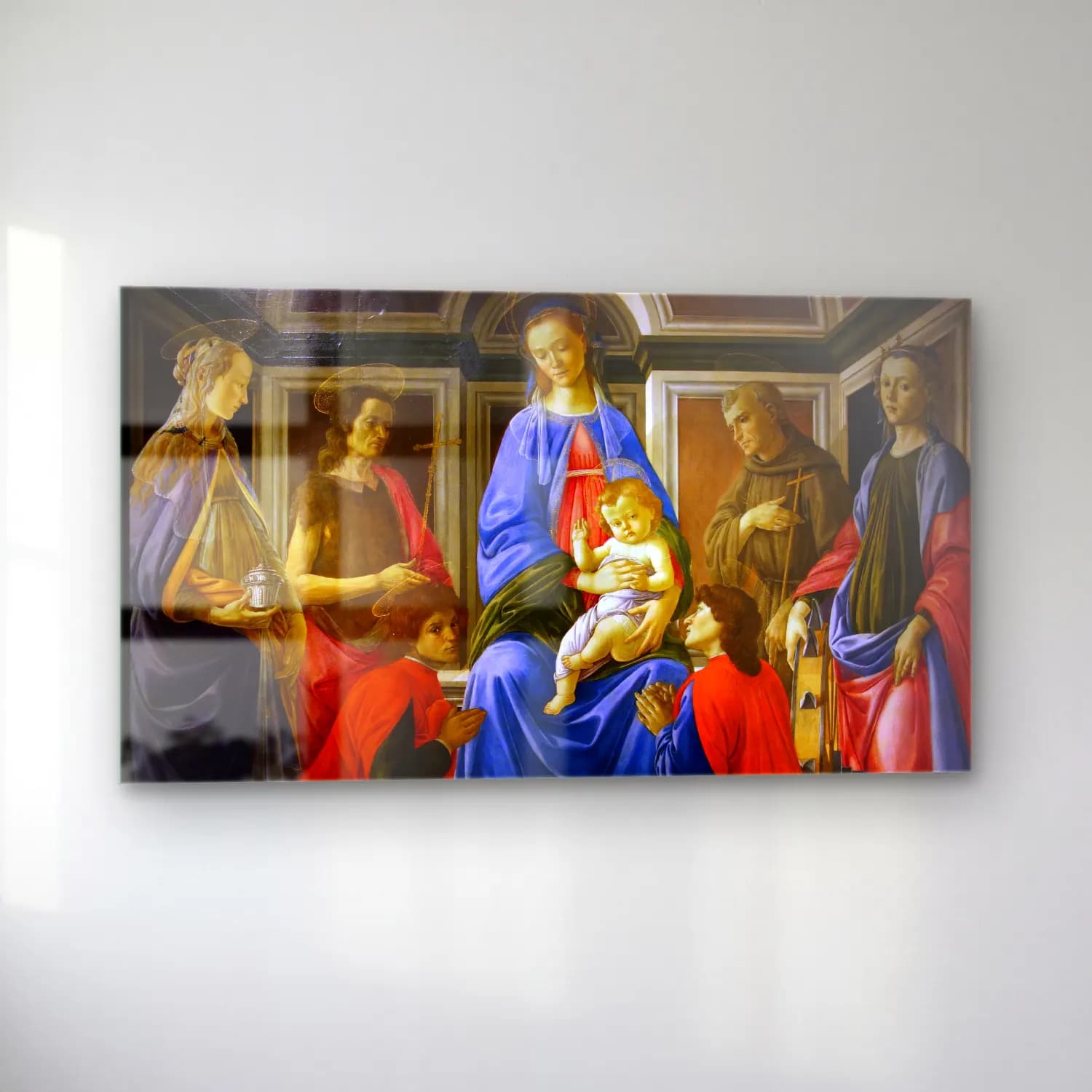 Sandro Botticelli – Madonna and Child with Six Saints cam tablo — sol açıdan görünüm