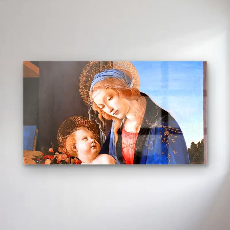 Sandro Botticelli – Madonna of the Book cam tablo — Sandro Botticelli – Madonna of the Book — vintage anne ve çocuk