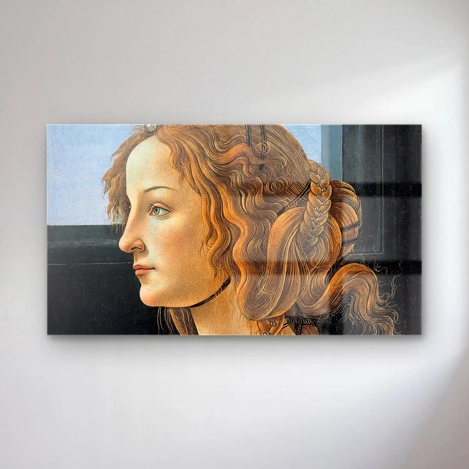Sandro Botticelli – Profile portrait of a young woman, probably Simonetta cam tablo — Sandro Botticelli – Profile portrait of a young woman, probably Simonetta — vintage kadın portresi