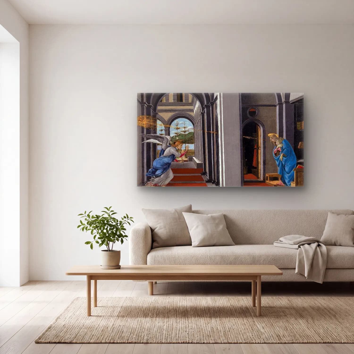 Sandro Botticelli – The Annunciation cam tablo — açık renk salonda