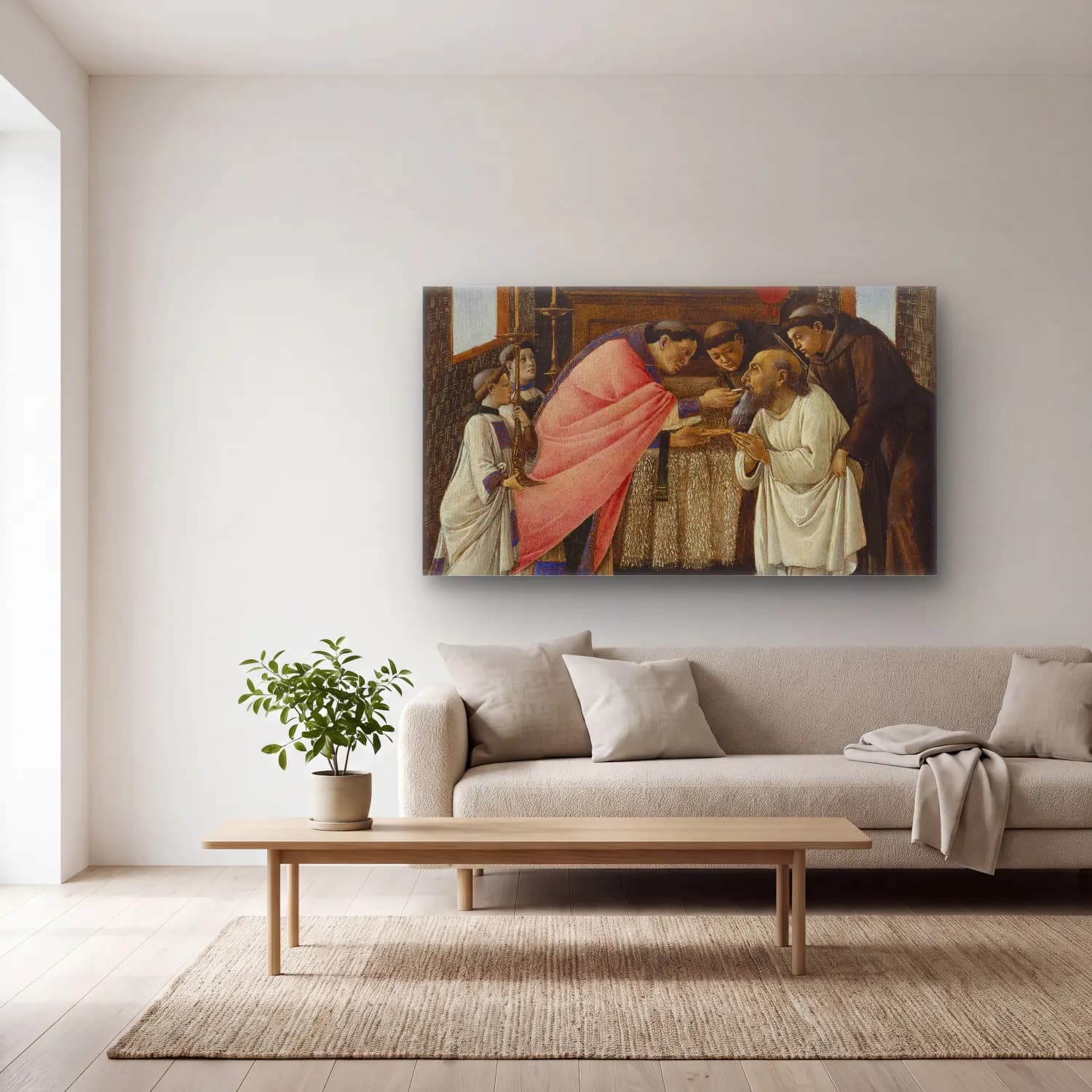Sandro Botticelli – The Last Communion of Saint Jerome cam tablo — açık renk salonda