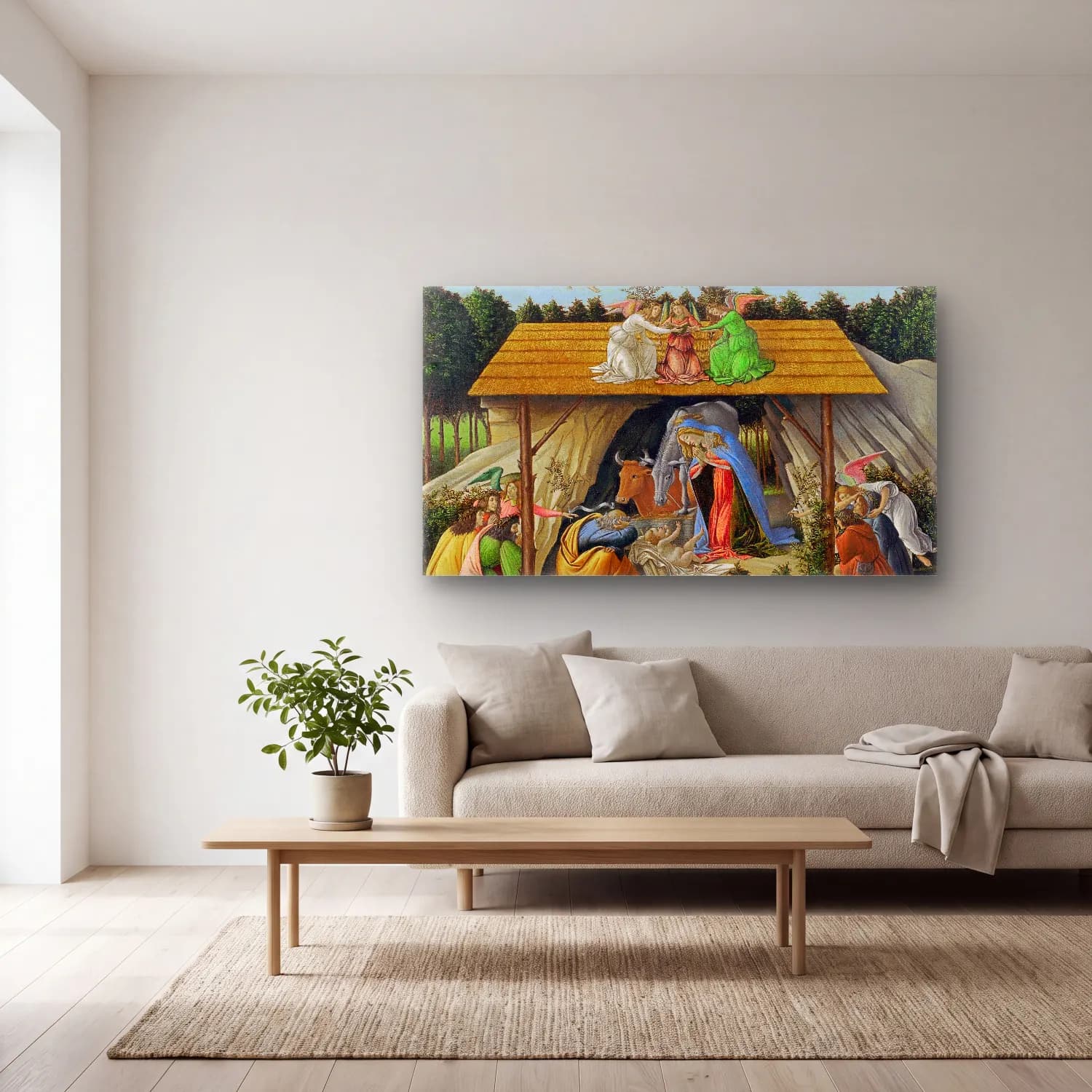 Sandro Botticelli – The Mystical Nativity cam tablo — açık renk salonda