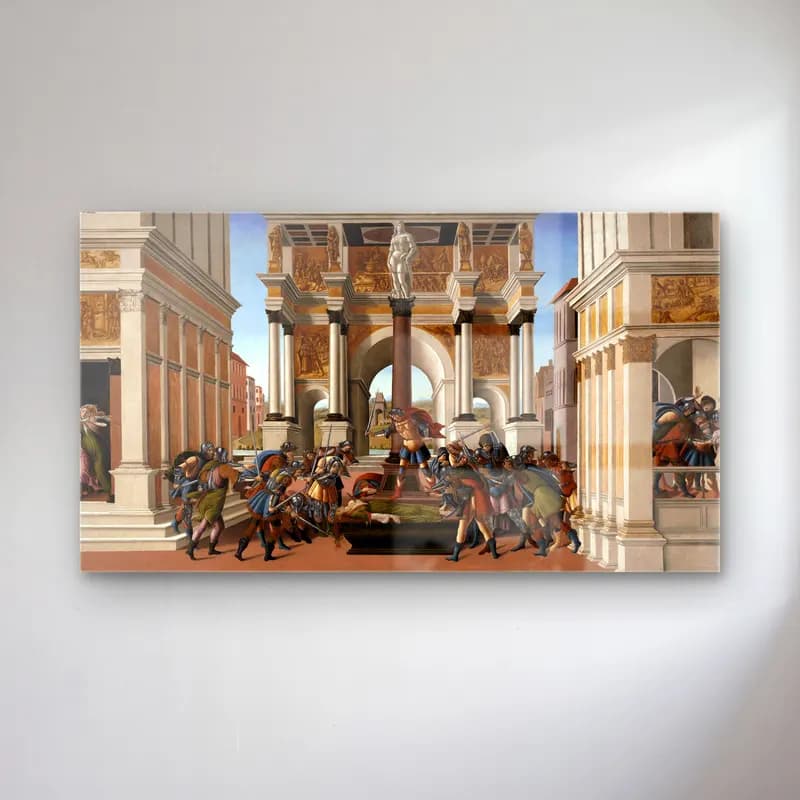 Sandro Botticelli – The Story of Lucretia cam tablo — Sandro Botticelli – The Story of Lucretia — yağlı boya savaş sahnesi