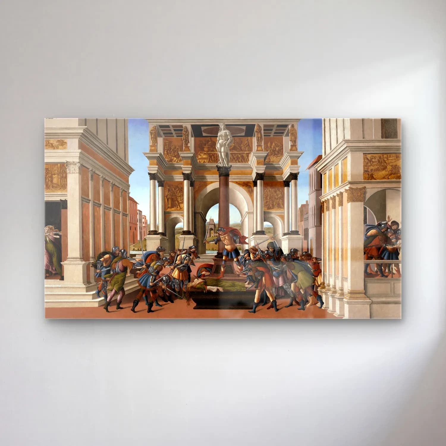 Sandro Botticelli – The Story of Lucretia cam tablo — Sandro Botticelli – The Story of Lucretia — yağlı boya savaş sahnesi