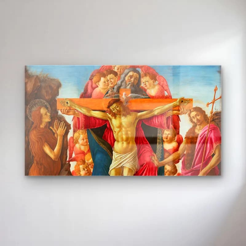 Sandro Botticelli – Trinity with Saint Mary Magdalen and Saint John the… cam tablo — Sandro Botticelli – Trinity with Saint Mary Magdalen and Saint John the… — yağlı boya dini sahne
