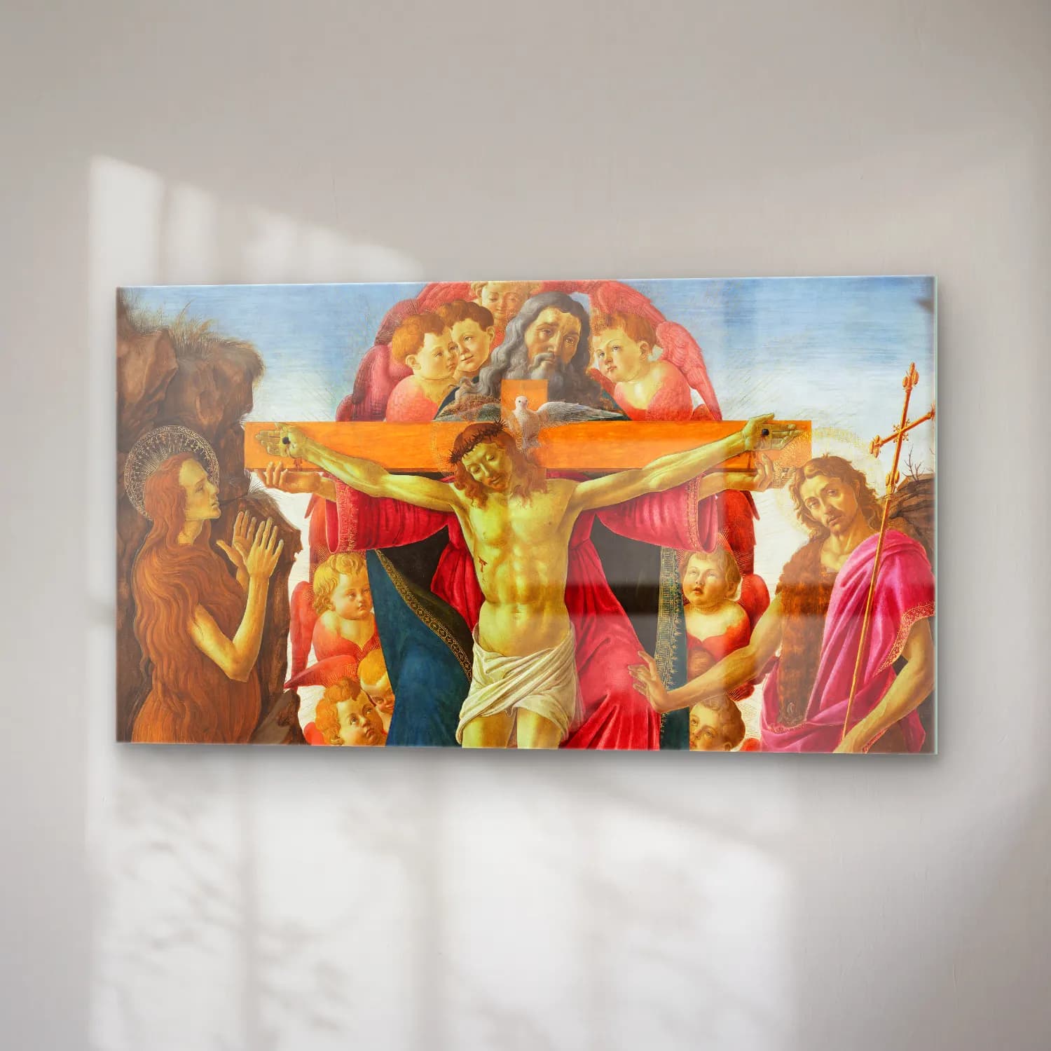 Sandro Botticelli – Trinity with Saint Mary Magdalen and Saint John the… cam tablo — sağ açıdan görünüm