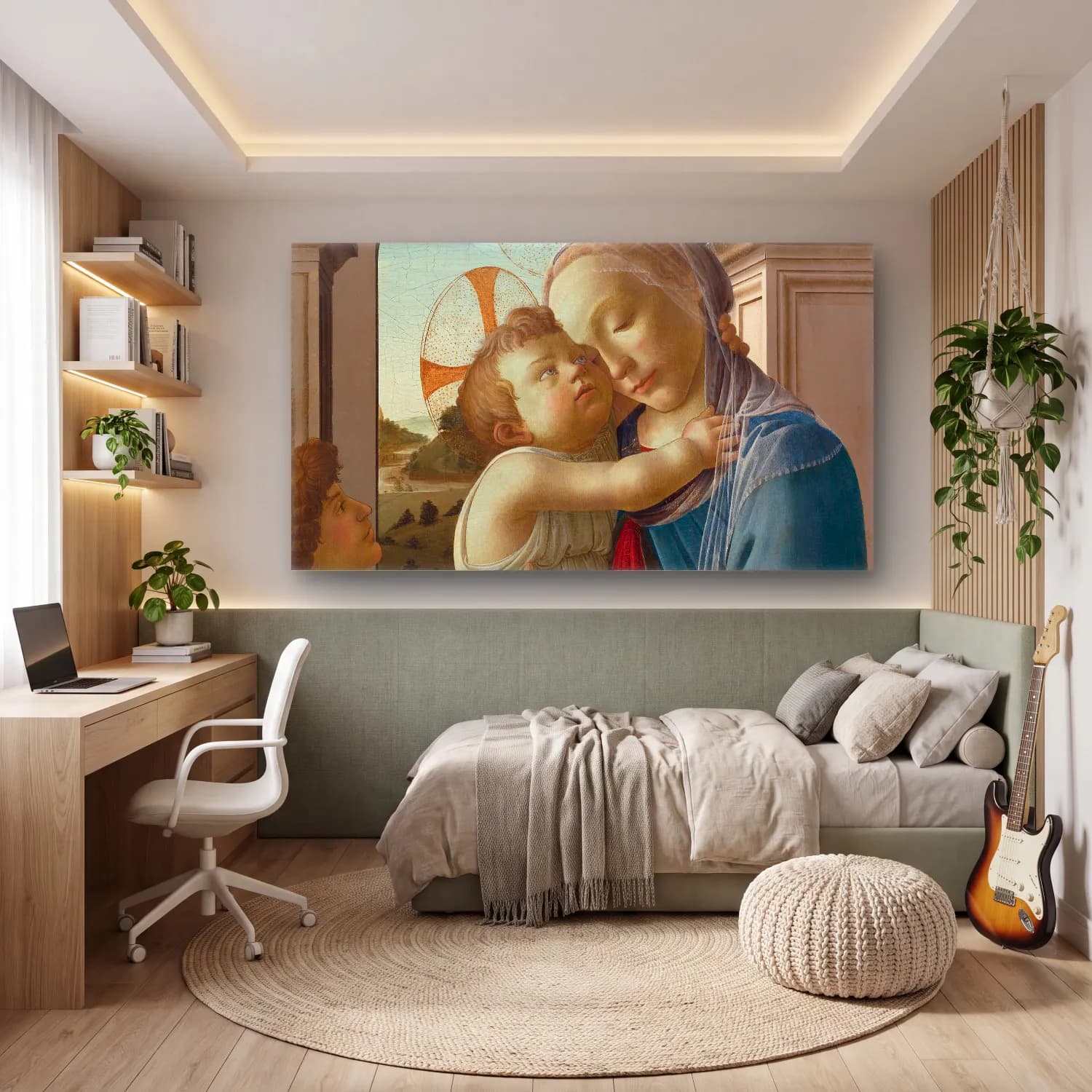 Sandro Botticelli – Virgin and Child with an Angel cam tablo — genç odasında