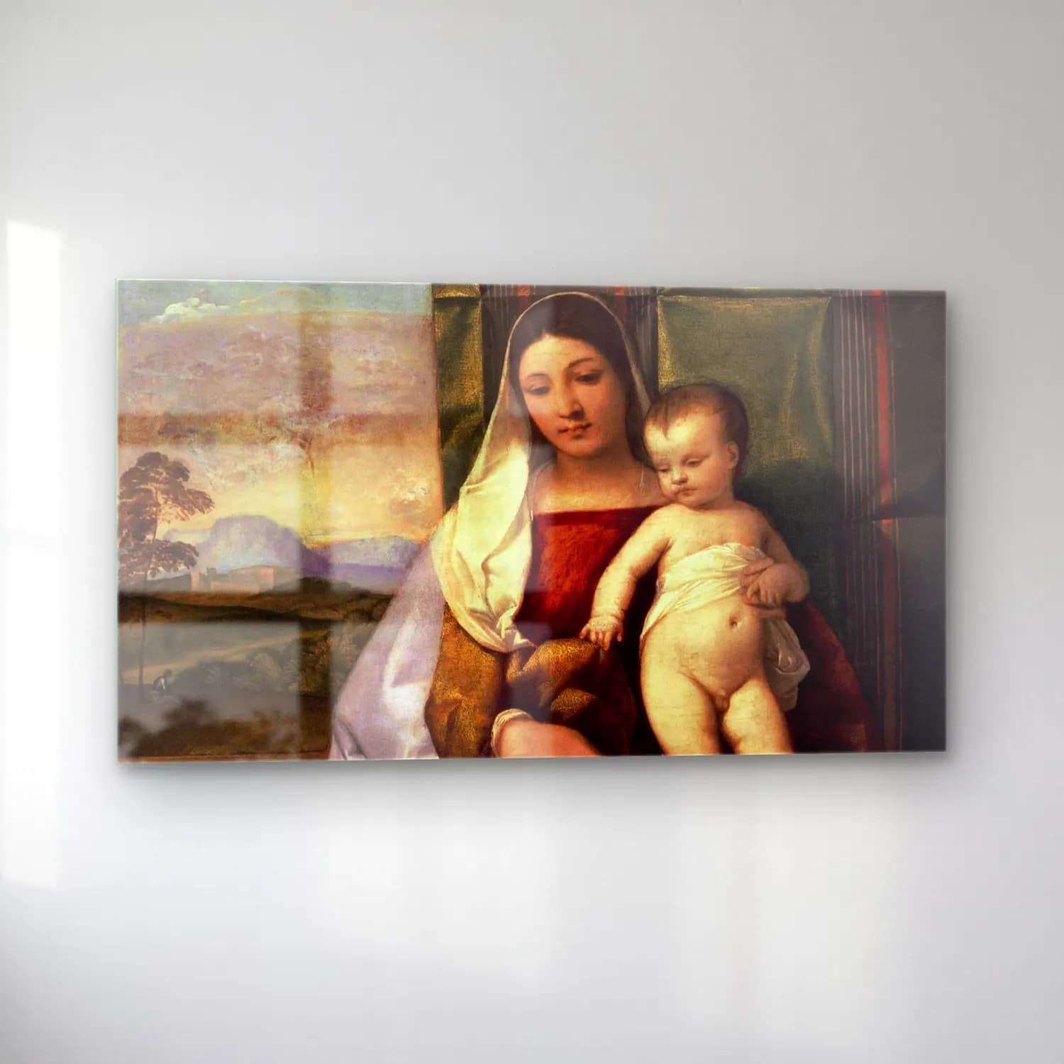 Yağlı Boya Anne ve Çocuk No. 7 cam tablo — sol açıdan görünüm