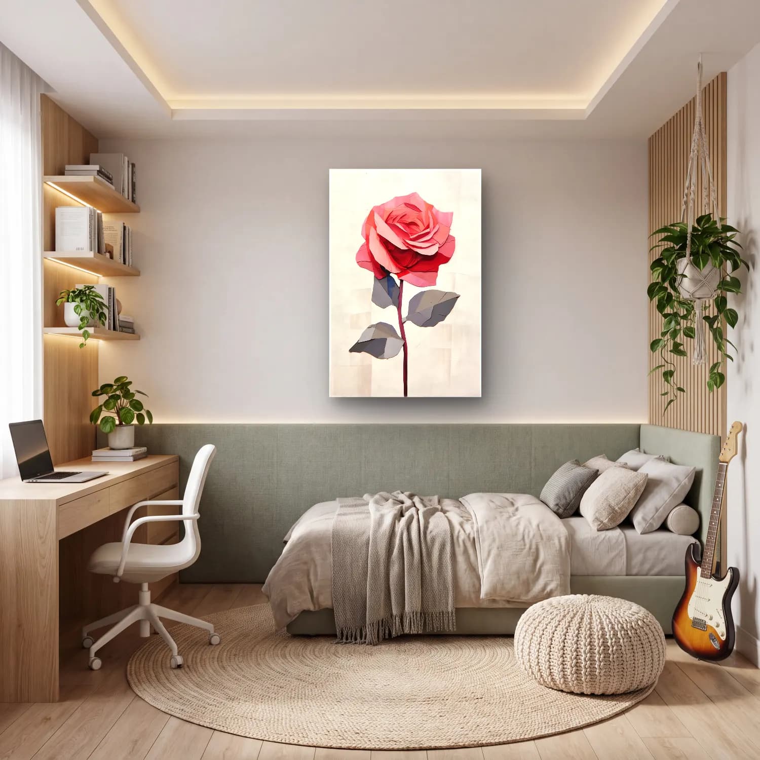 Suluboya Güller – Pembe Tonlar cam tablo — genç odasında